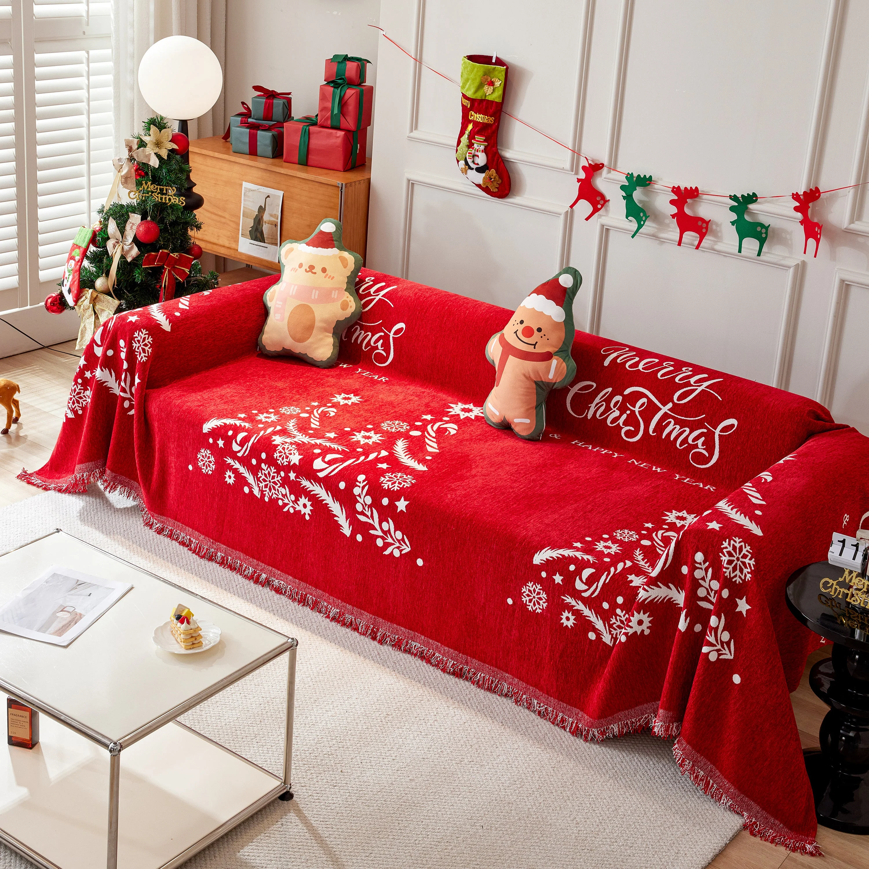 Merry Christmas Cozy Chenille Couch Cover Blanket, Non Slip Sofa Cover, Furniture Covers for Pets - Image 37
