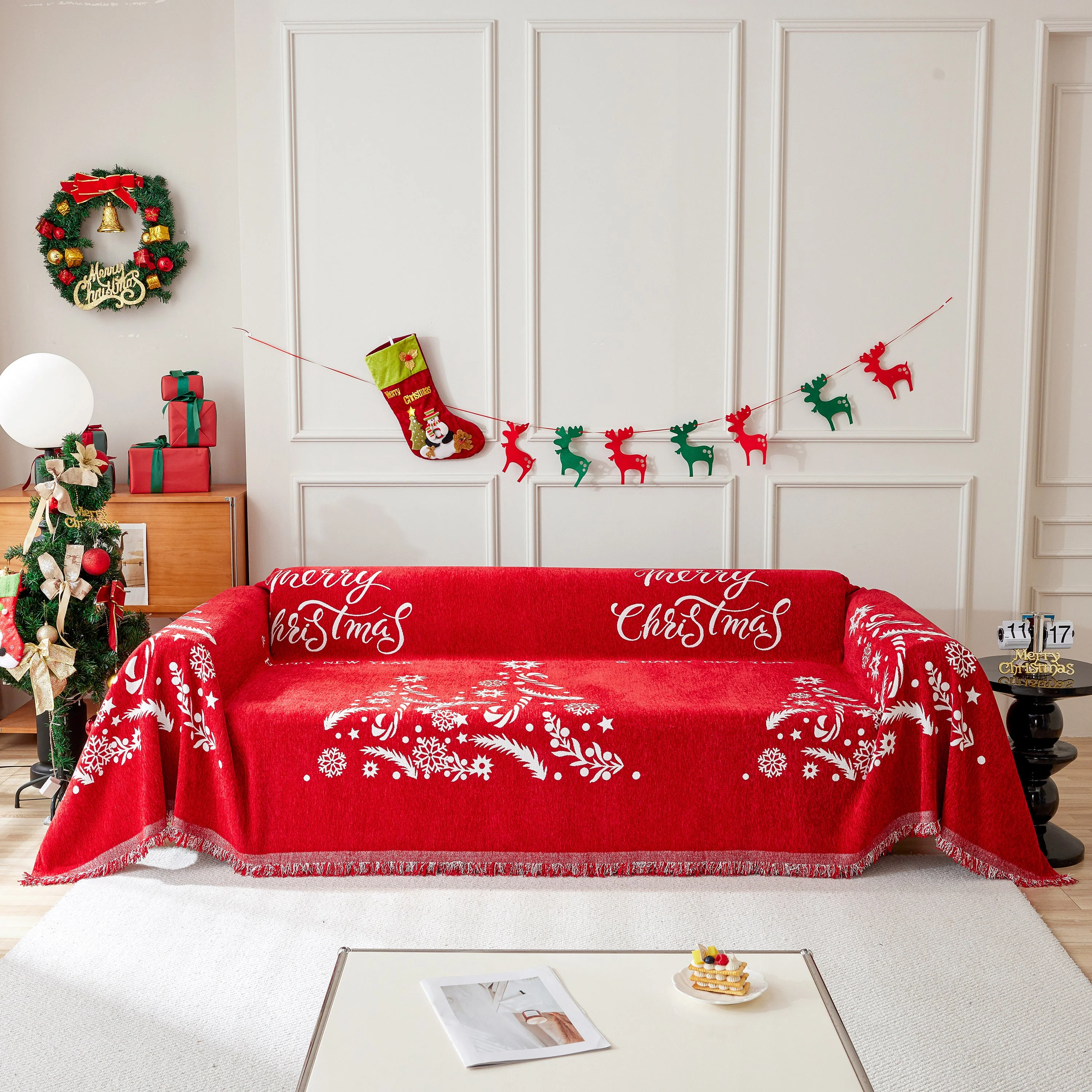 Merry Christmas Cozy Chenille Couch Cover Blanket, Non Slip Sofa Cover, Furniture Covers for Pets - Image 38