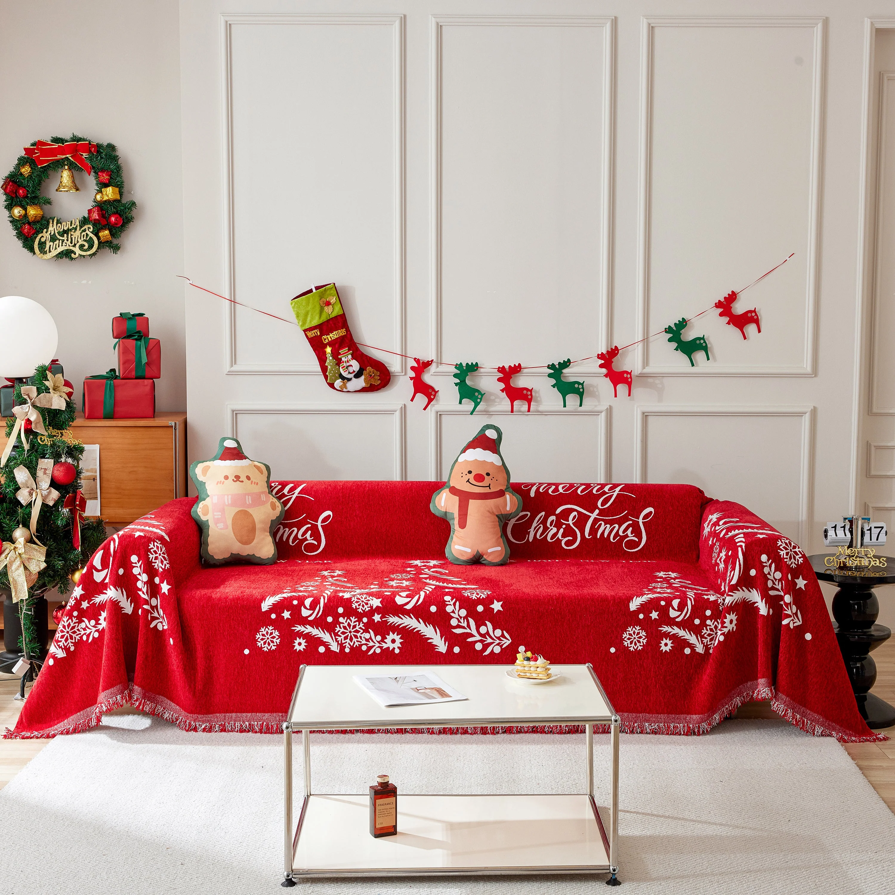 Merry Christmas Cozy Chenille Couch Cover Blanket, Non Slip Sofa Cover, Furniture Covers for Pets - Image 40