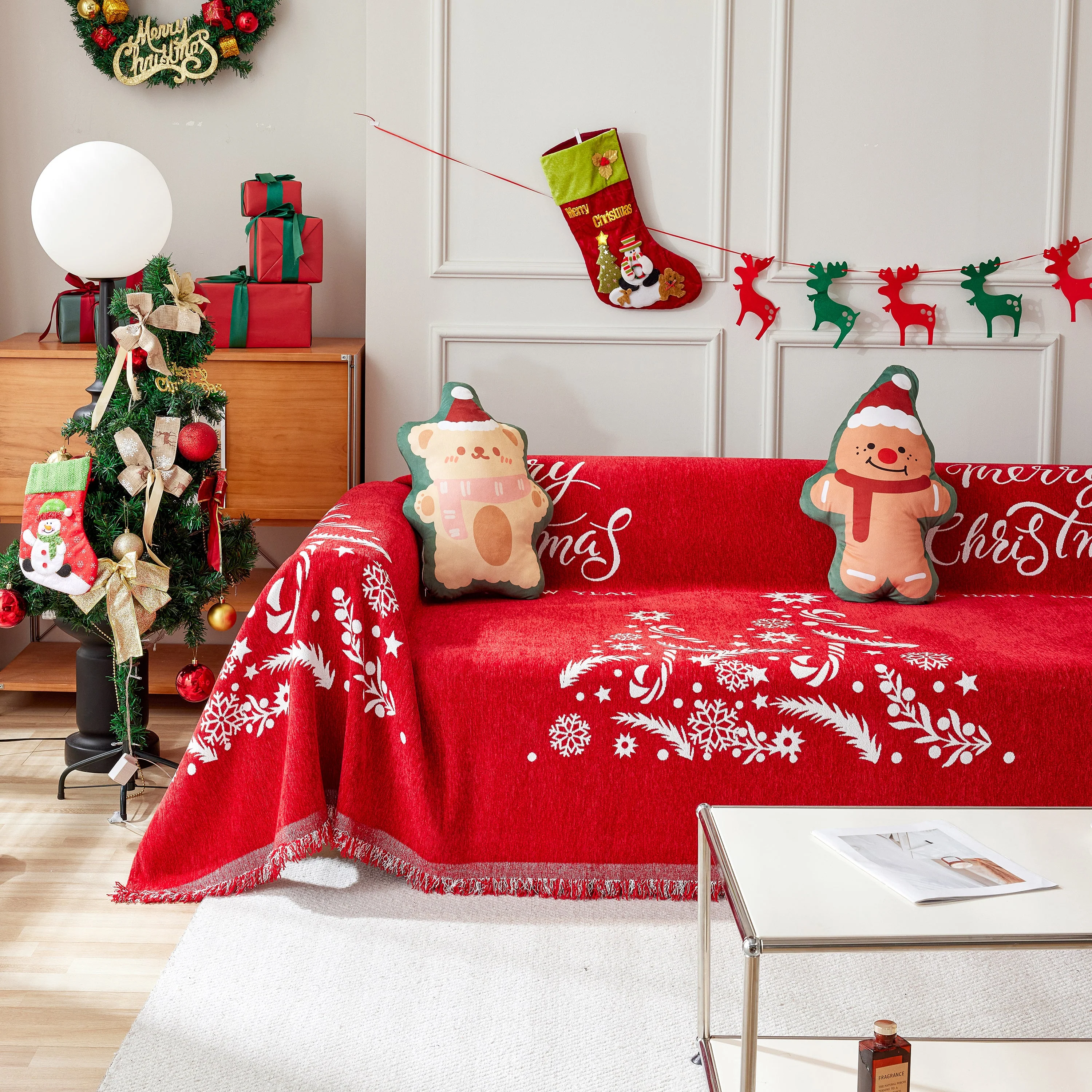 Merry Christmas Cozy Chenille Couch Cover Blanket, Non Slip Sofa Cover, Furniture Covers for Pets - Image 41