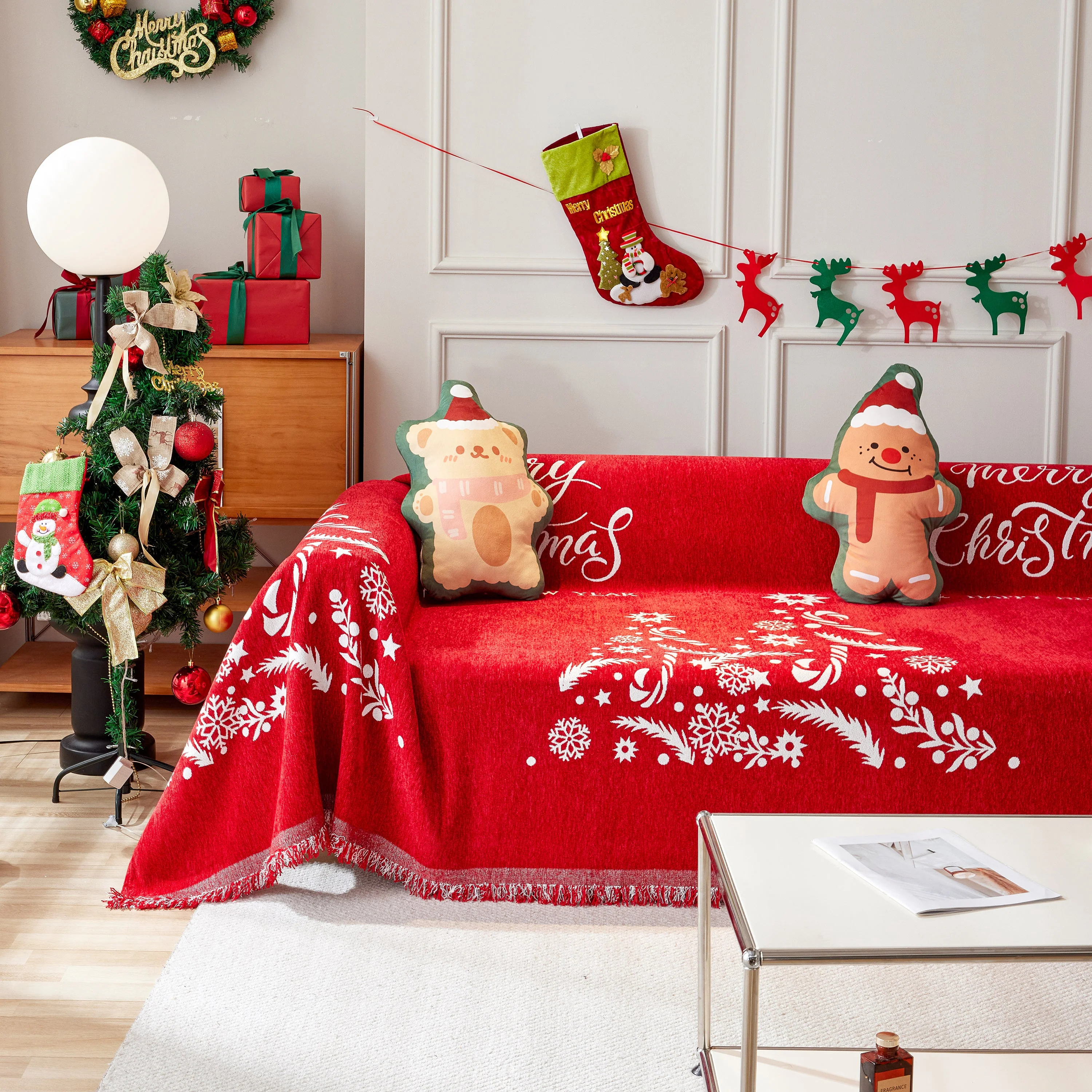 Merry Christmas Cozy Chenille Couch Cover Blanket, Non Slip Sofa Cover, Furniture Covers for Pets - Image 42