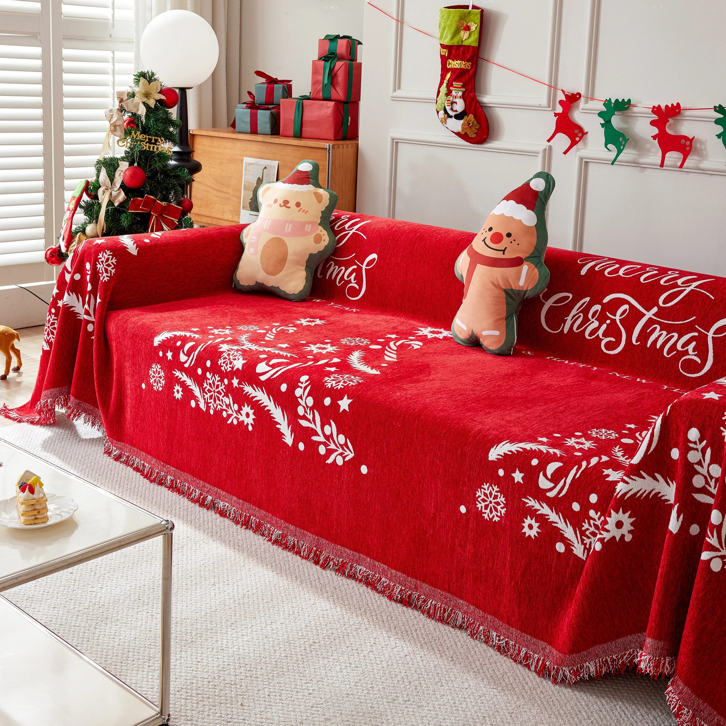 Merry Christmas Cozy Chenille Couch Cover Blanket, Non Slip Sofa Cover, Furniture Covers for Pets - Image 46