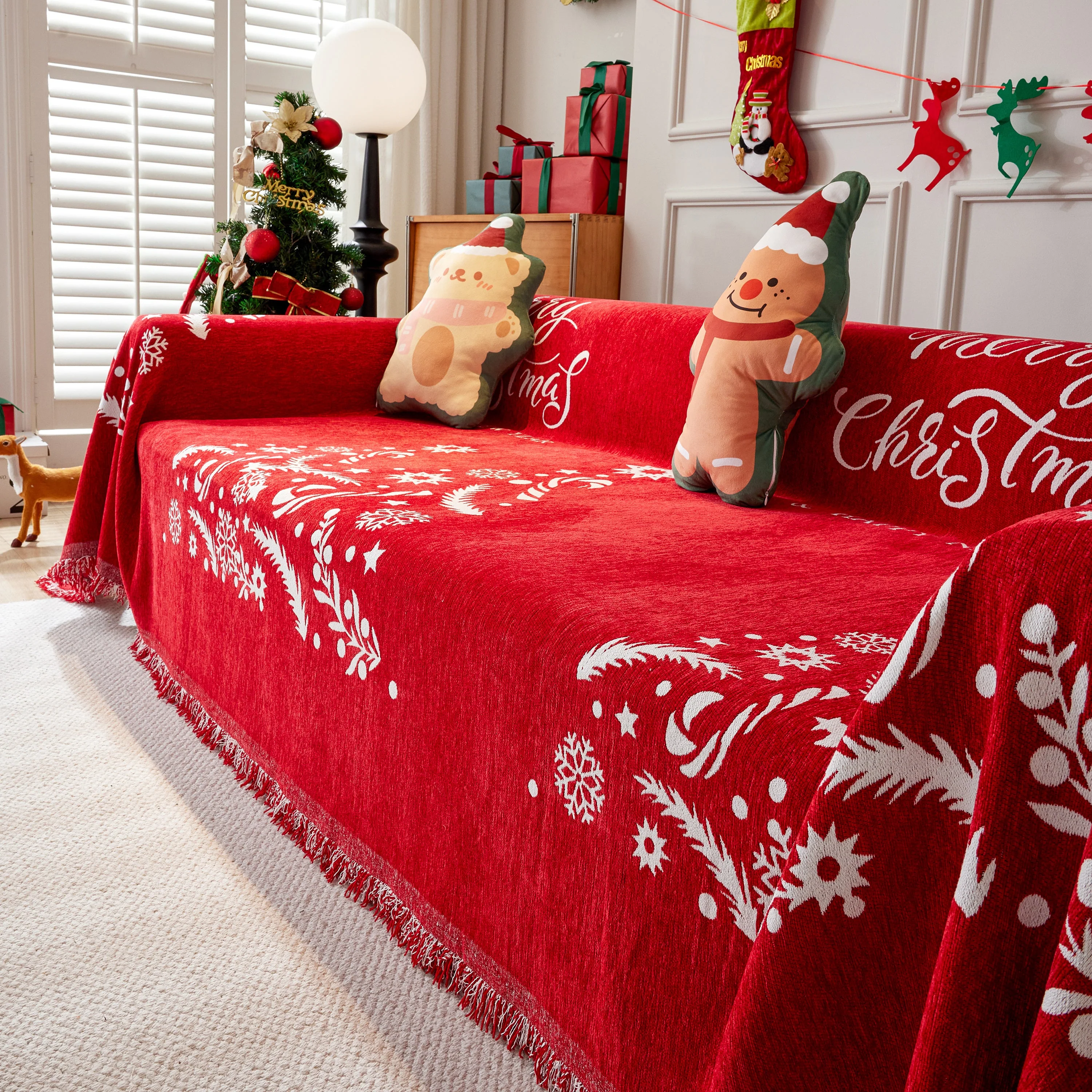 Merry Christmas Cozy Chenille Couch Cover Blanket, Non Slip Sofa Cover, Furniture Covers for Pets - Image 51