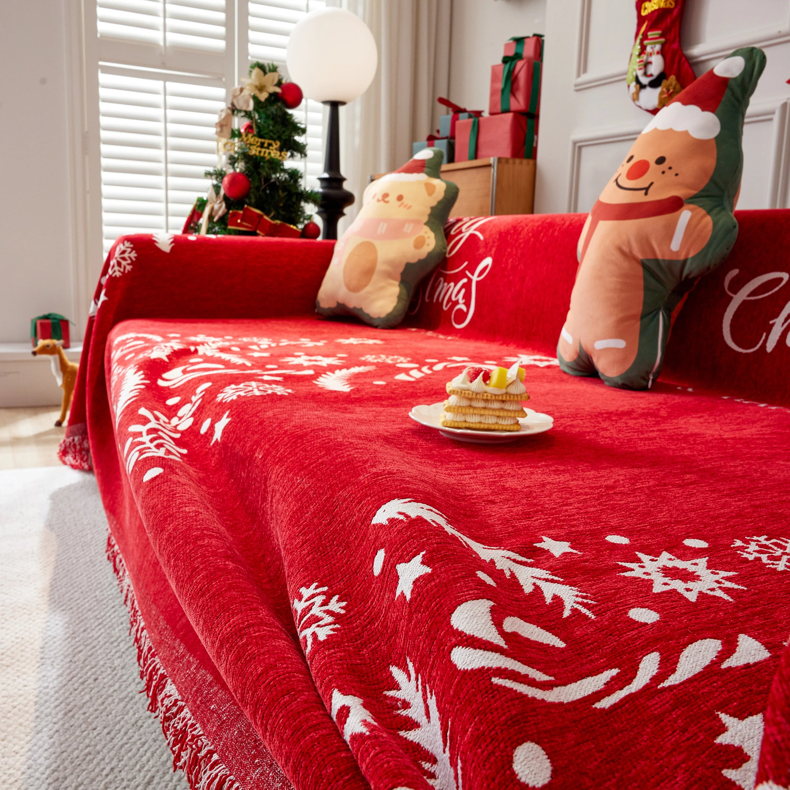 Merry Christmas Cozy Chenille Couch Cover Blanket, Non Slip Sofa Cover, Furniture Covers for Pets - Image 52