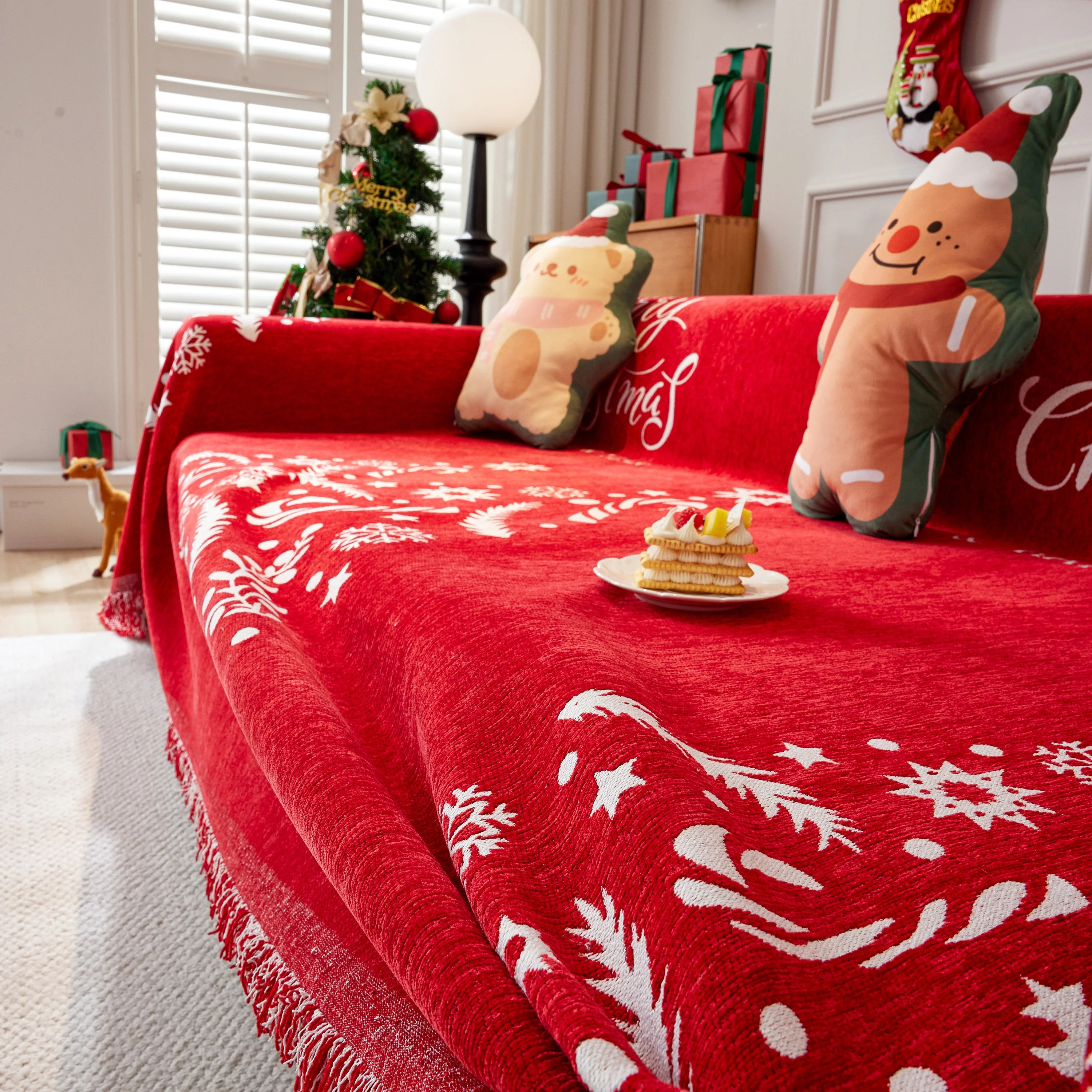 Merry Christmas Cozy Chenille Couch Cover Blanket, Non Slip Sofa Cover, Furniture Covers for Pets - Image 53