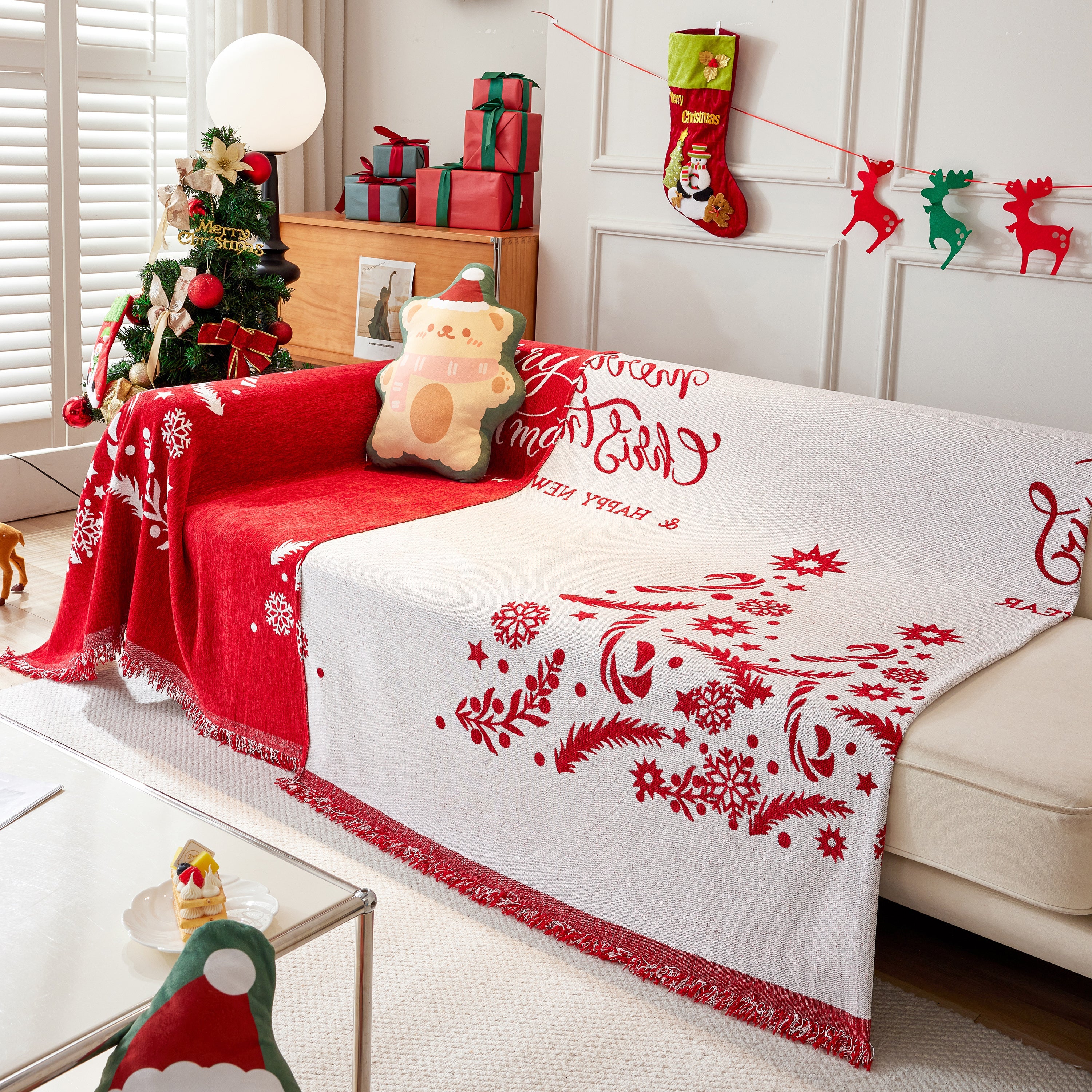 Merry Christmas Cozy Chenille Couch Cover Blanket, Non Slip Sofa Cover, Furniture Covers for Pets - Image 54