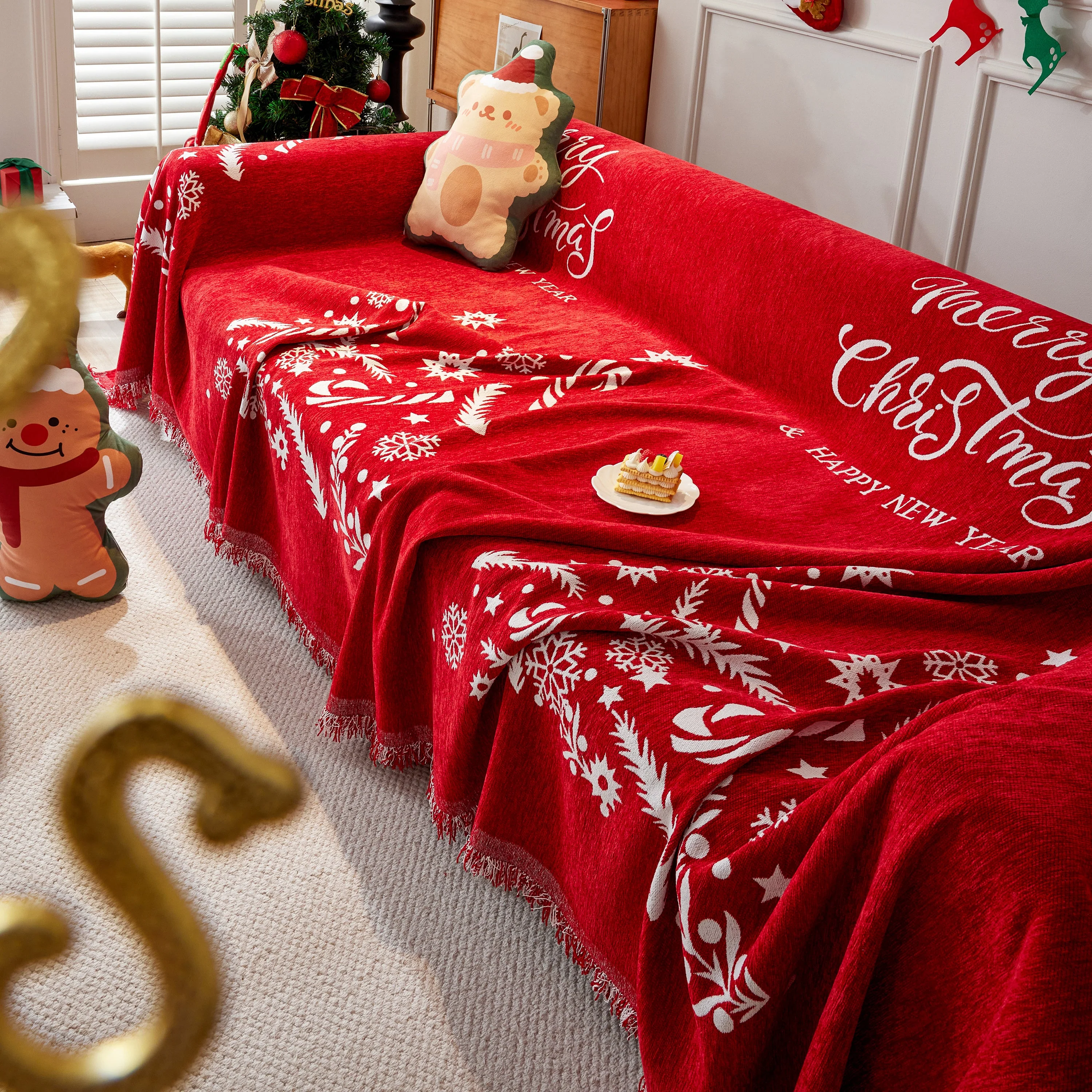 Merry Christmas Cozy Chenille Couch Cover Blanket, Non Slip Sofa Cover, Furniture Covers for Pets - Image 65