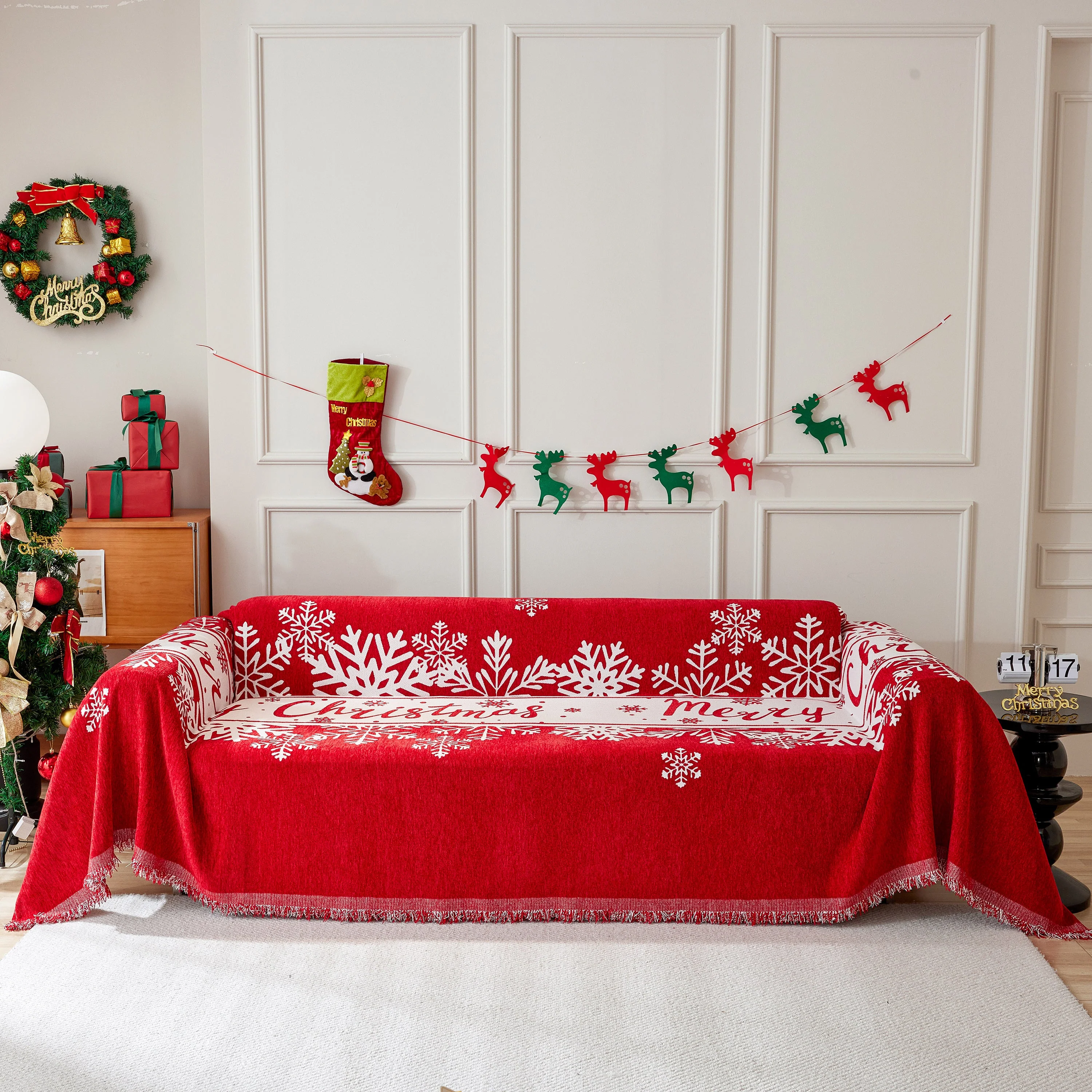 Merry Christmas Cozy Chenille Couch Cover Blanket, Non Slip Sofa Cover, Furniture Covers for Pets - Image 74