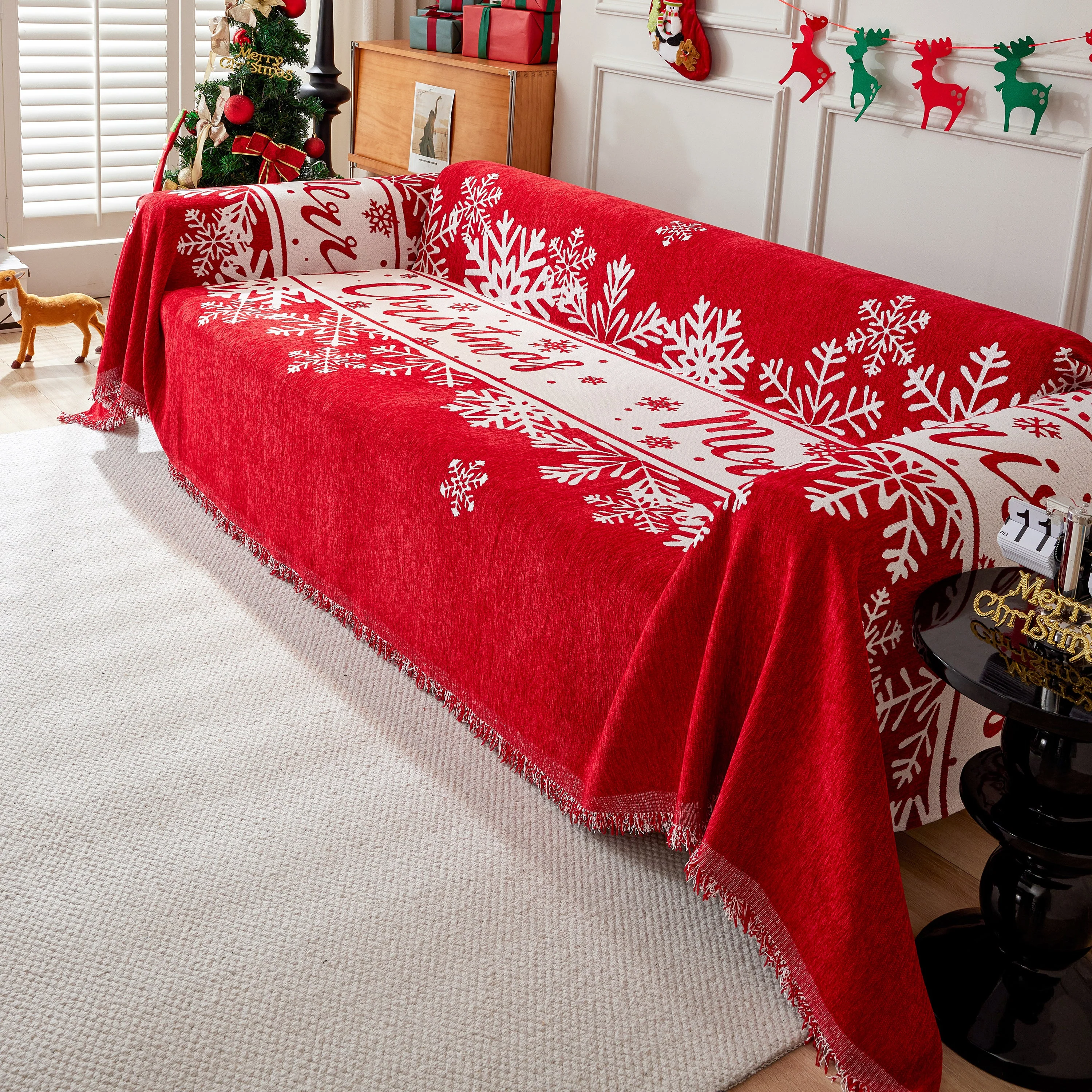 Merry Christmas Cozy Chenille Couch Cover Blanket, Non Slip Sofa Cover, Furniture Covers for Pets - Image 75