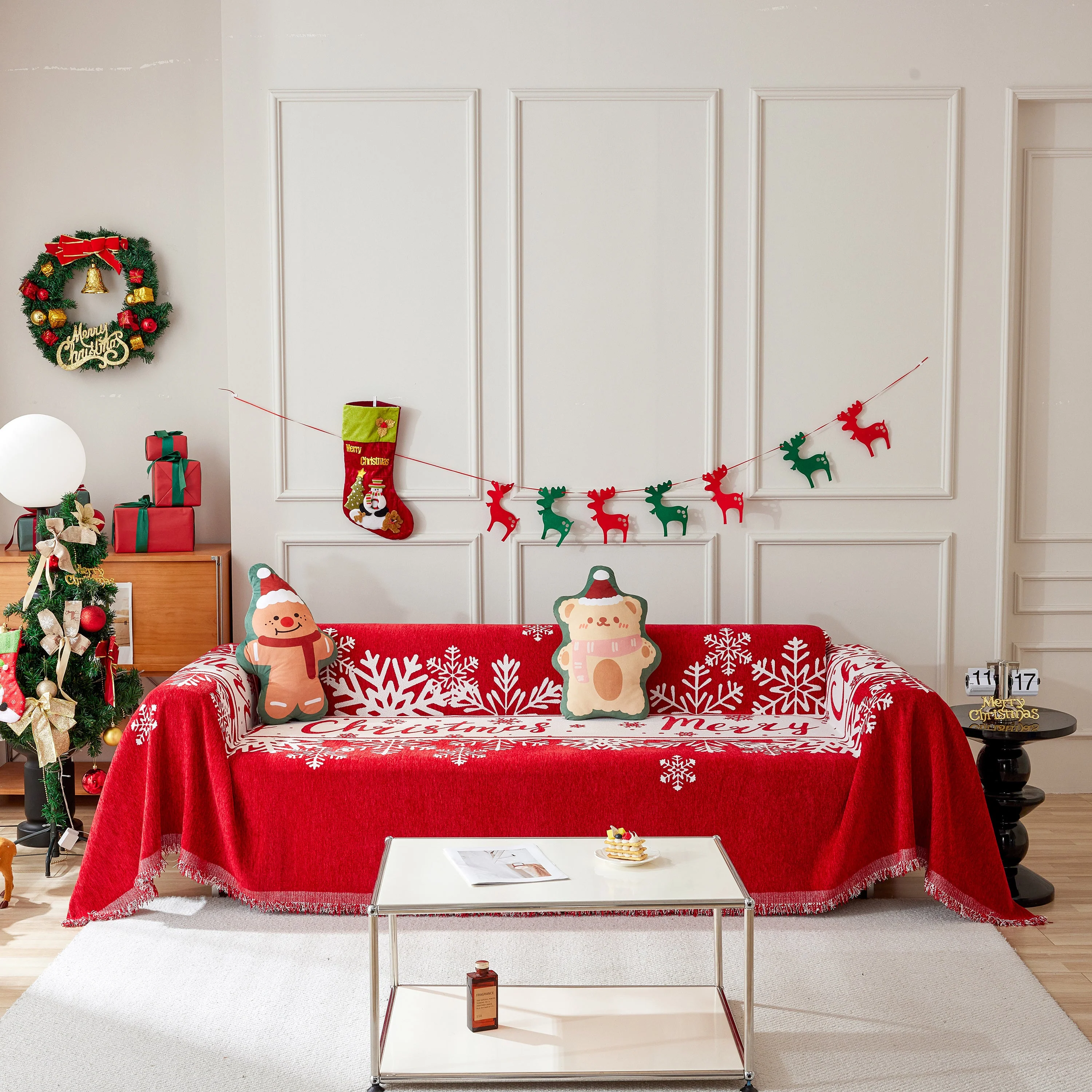 Merry Christmas Cozy Chenille Couch Cover Blanket, Non Slip Sofa Cover, Furniture Covers for Pets - Image 76