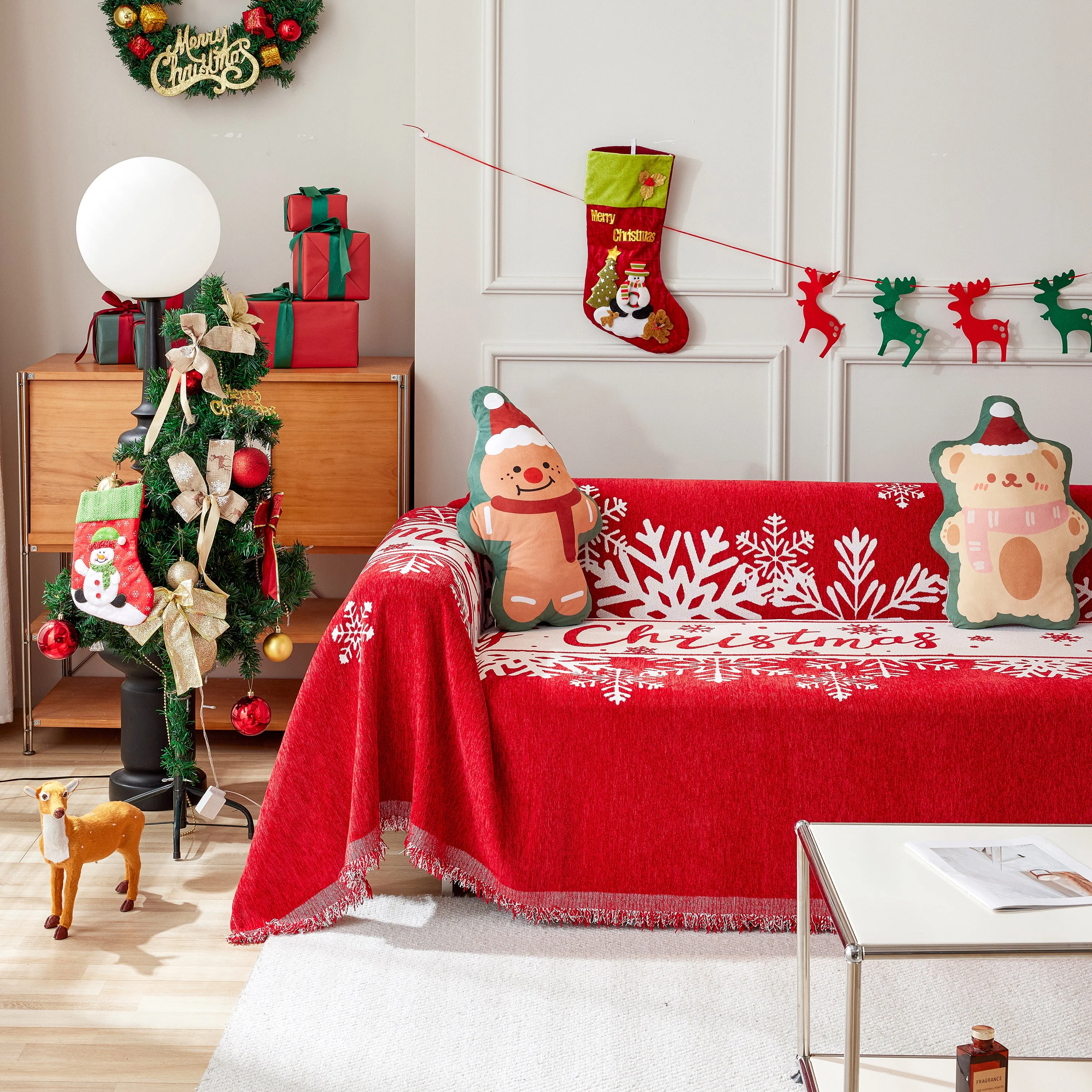 Merry Christmas Cozy Chenille Couch Cover Blanket, Non Slip Sofa Cover, Furniture Covers for Pets - Image 77
