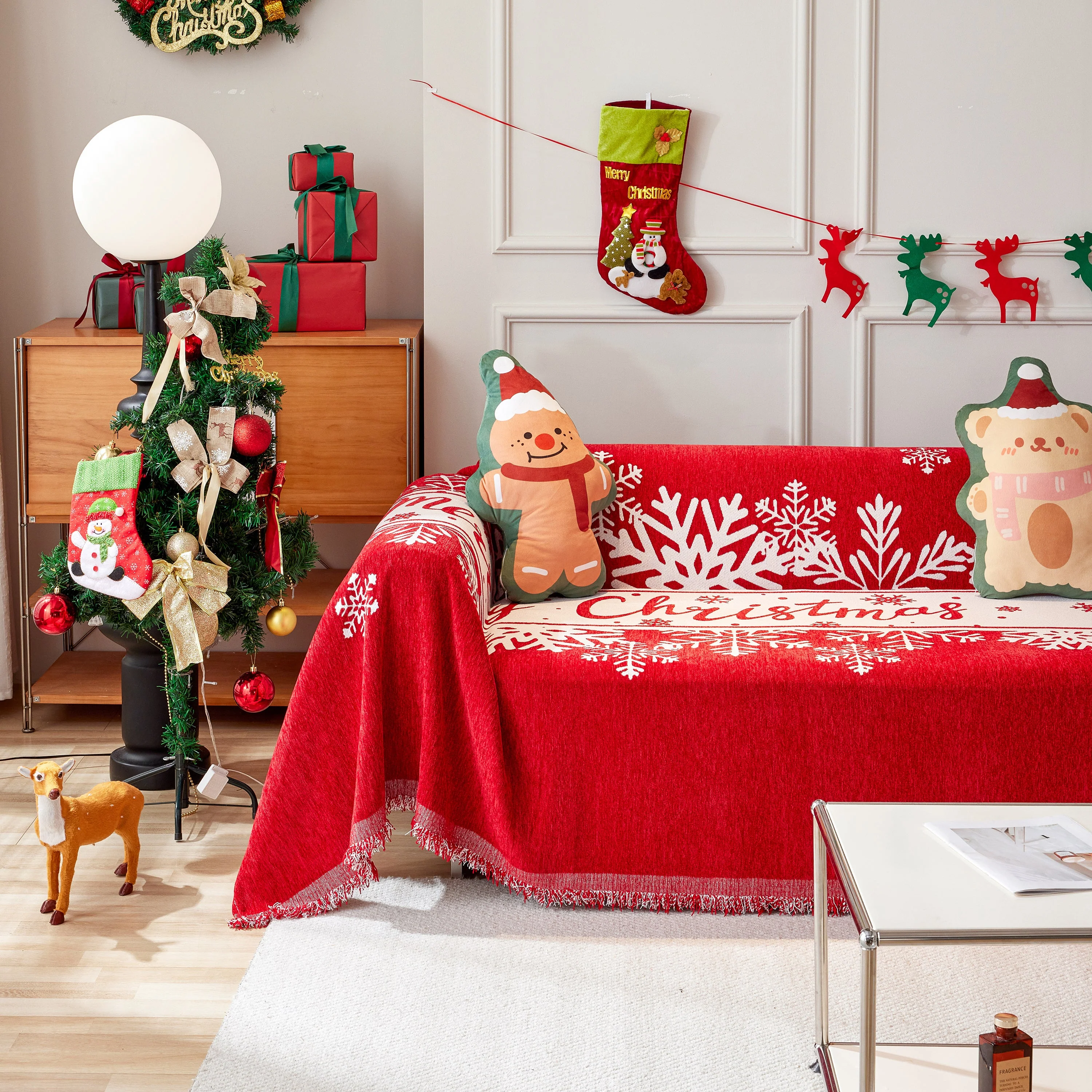 Merry Christmas Cozy Chenille Couch Cover Blanket, Non Slip Sofa Cover, Furniture Covers for Pets - Image 78