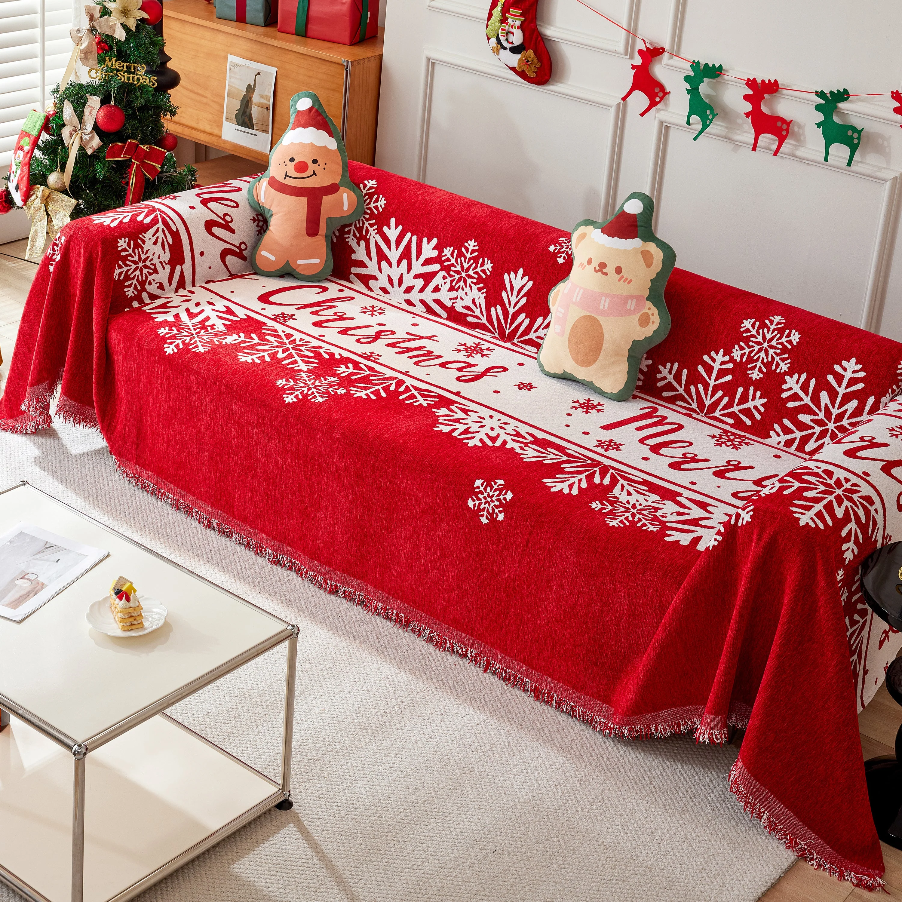 Merry Christmas Cozy Chenille Couch Cover Blanket, Non Slip Sofa Cover, Furniture Covers for Pets - Image 81