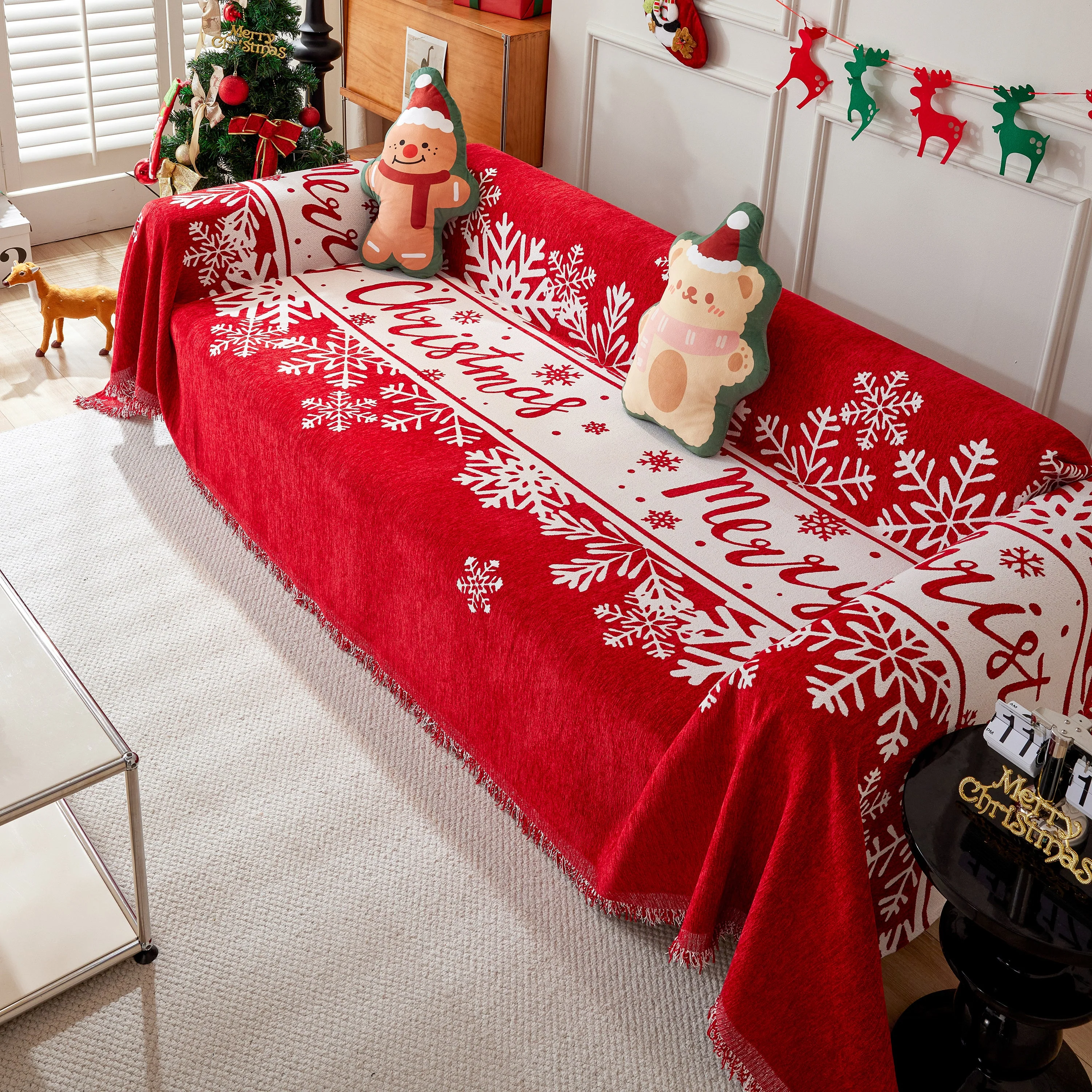Merry Christmas Cozy Chenille Couch Cover Blanket, Non Slip Sofa Cover, Furniture Covers for Pets - Image 83