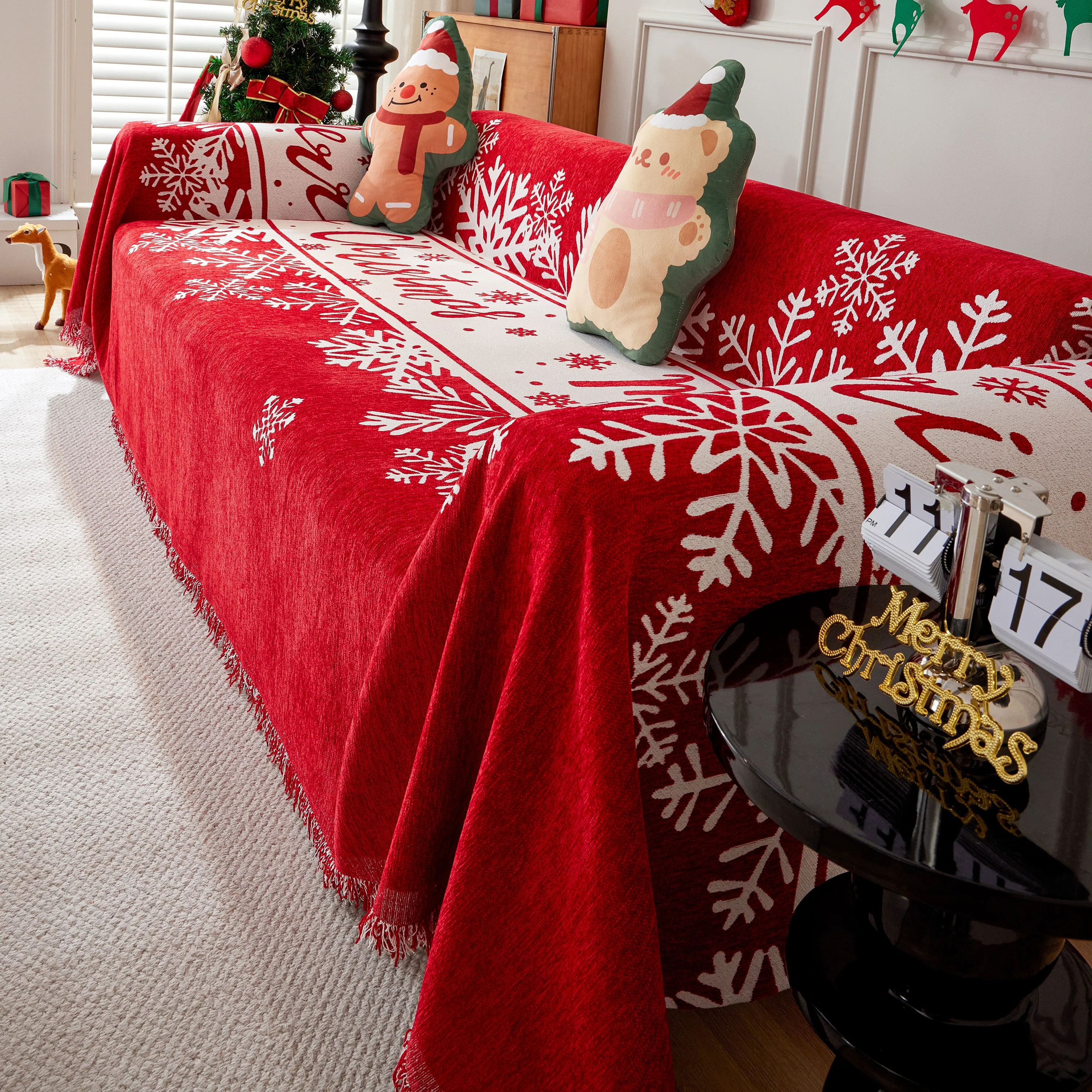 Merry Christmas Cozy Chenille Couch Cover Blanket, Non Slip Sofa Cover, Furniture Covers for Pets - Image 84