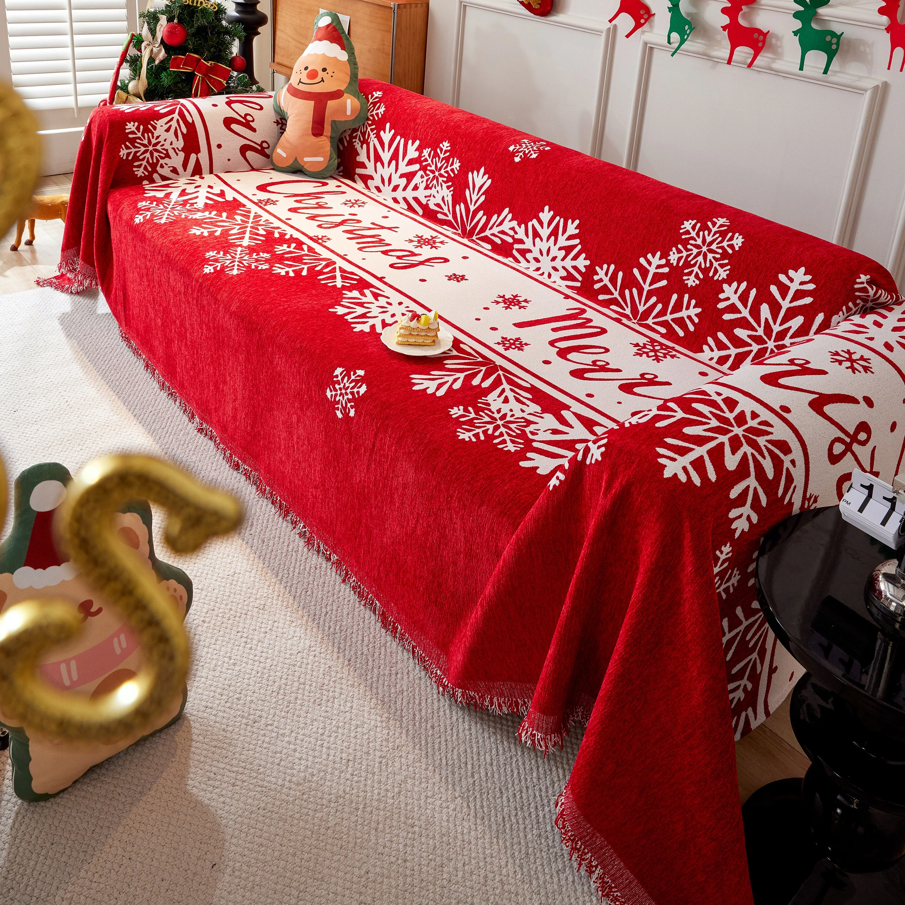 Merry Christmas Cozy Chenille Couch Cover Blanket, Non Slip Sofa Cover, Furniture Covers for Pets - Image 92