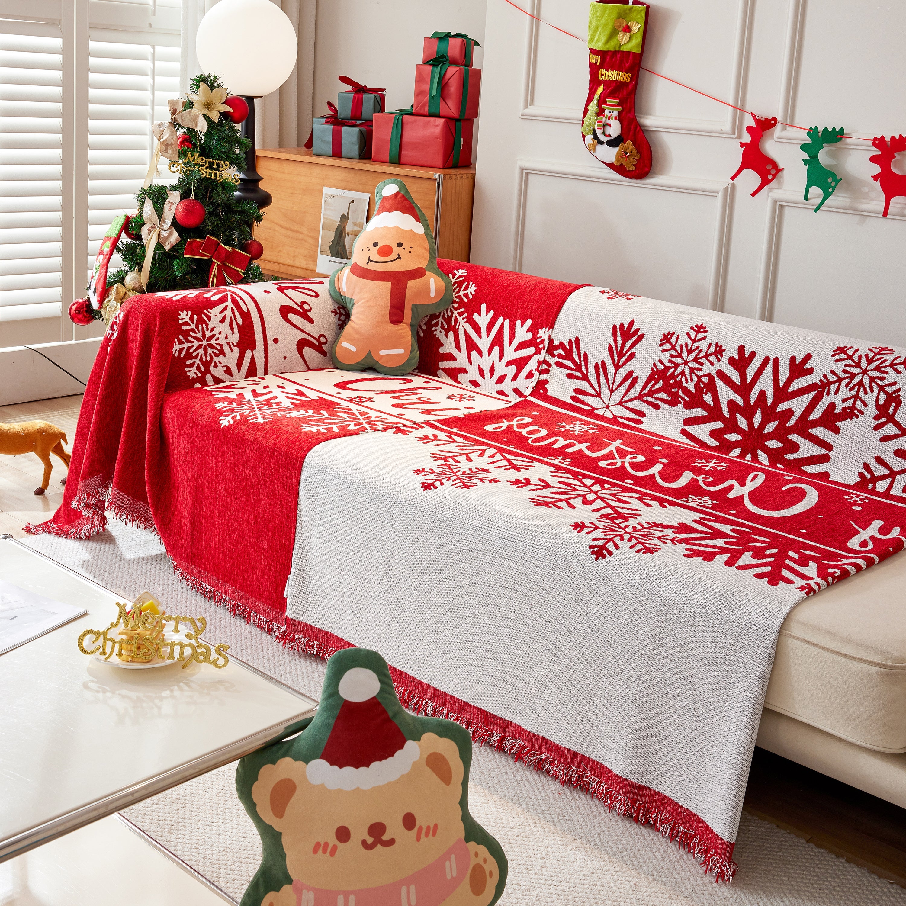 Merry Christmas Cozy Chenille Couch Cover Blanket, Non Slip Sofa Cover, Furniture Covers for Pets - Image 95