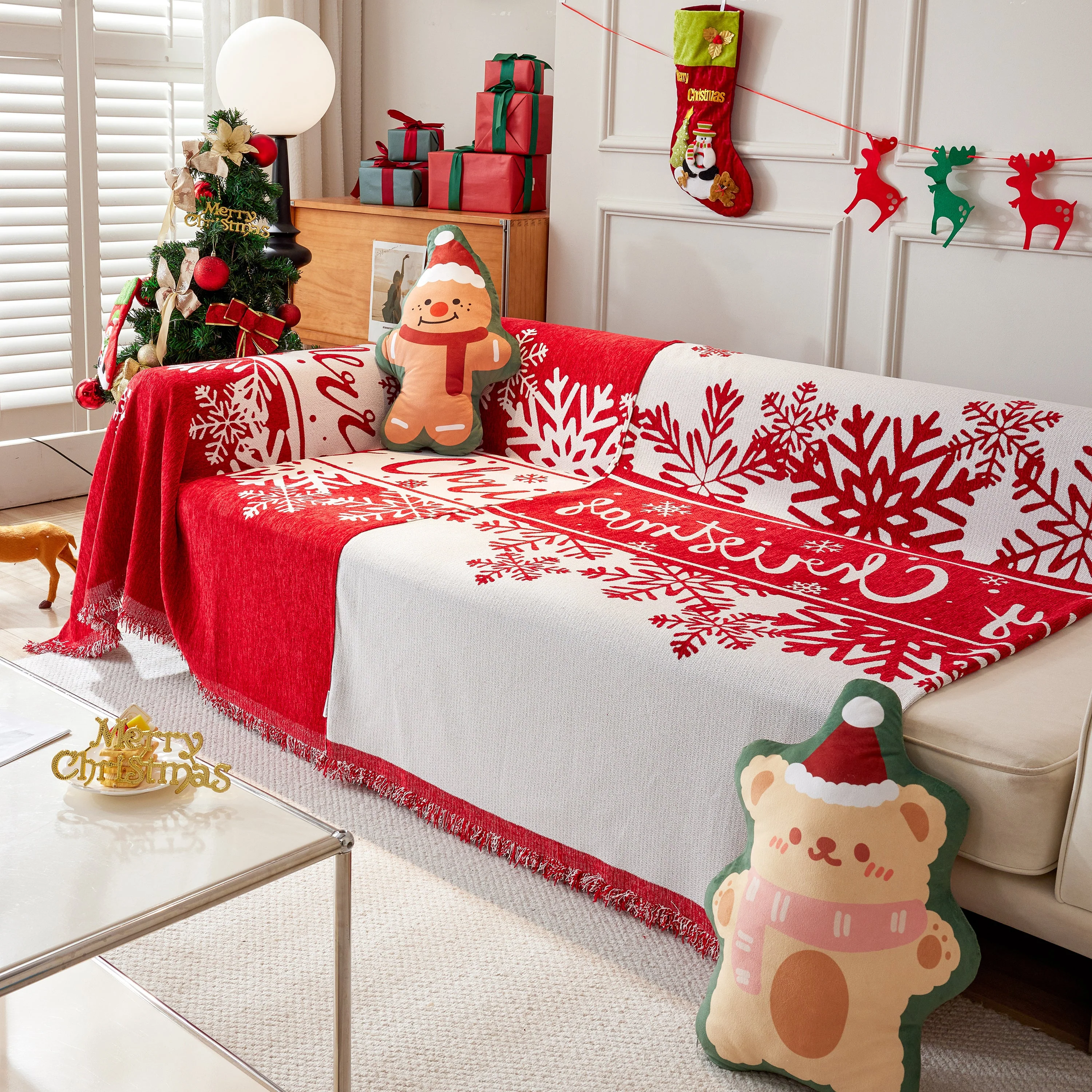 Merry Christmas Cozy Chenille Couch Cover Blanket, Non Slip Sofa Cover, Furniture Covers for Pets - Image 96