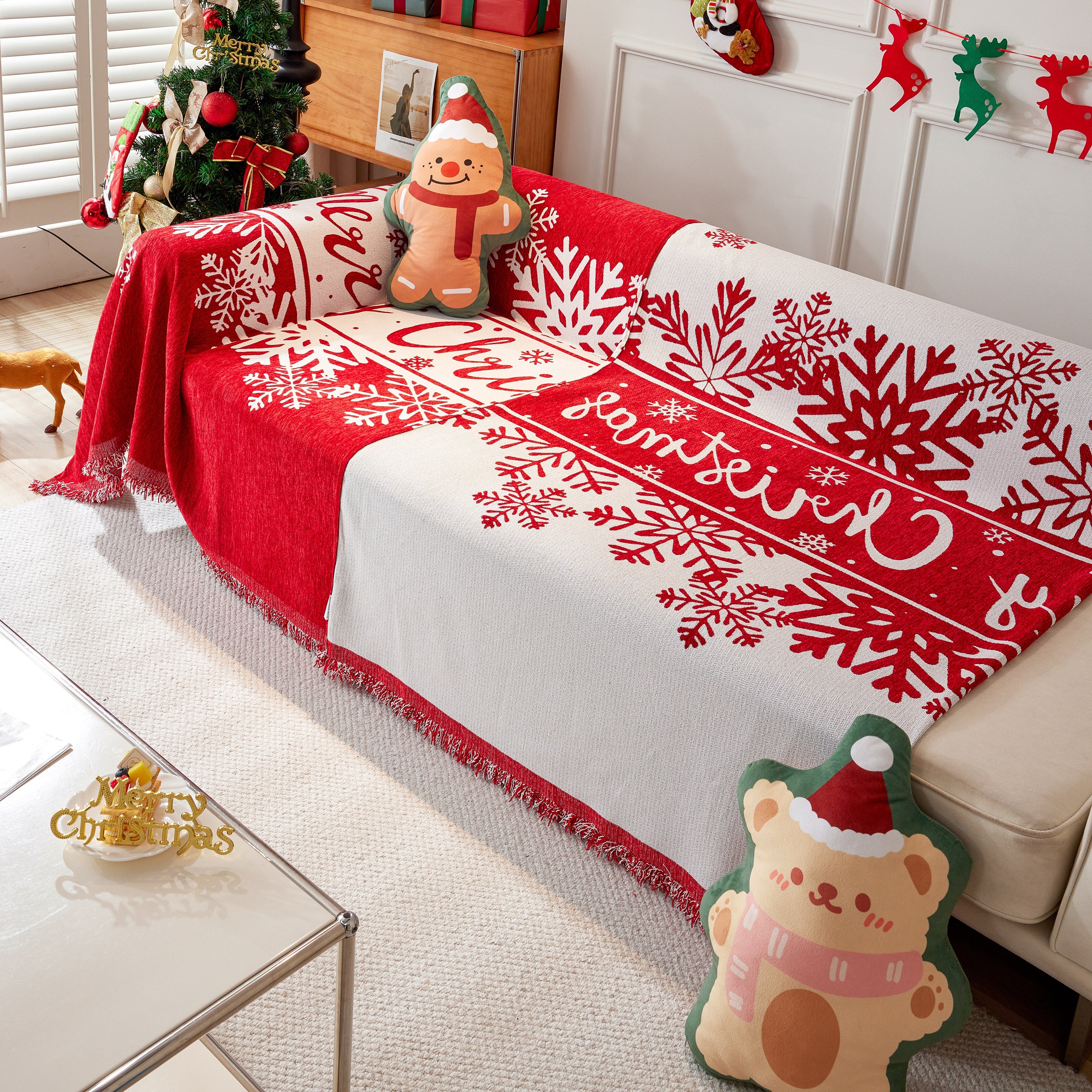 Merry Christmas Cozy Chenille Couch Cover Blanket, Non Slip Sofa Cover, Furniture Covers for Pets - Image 97