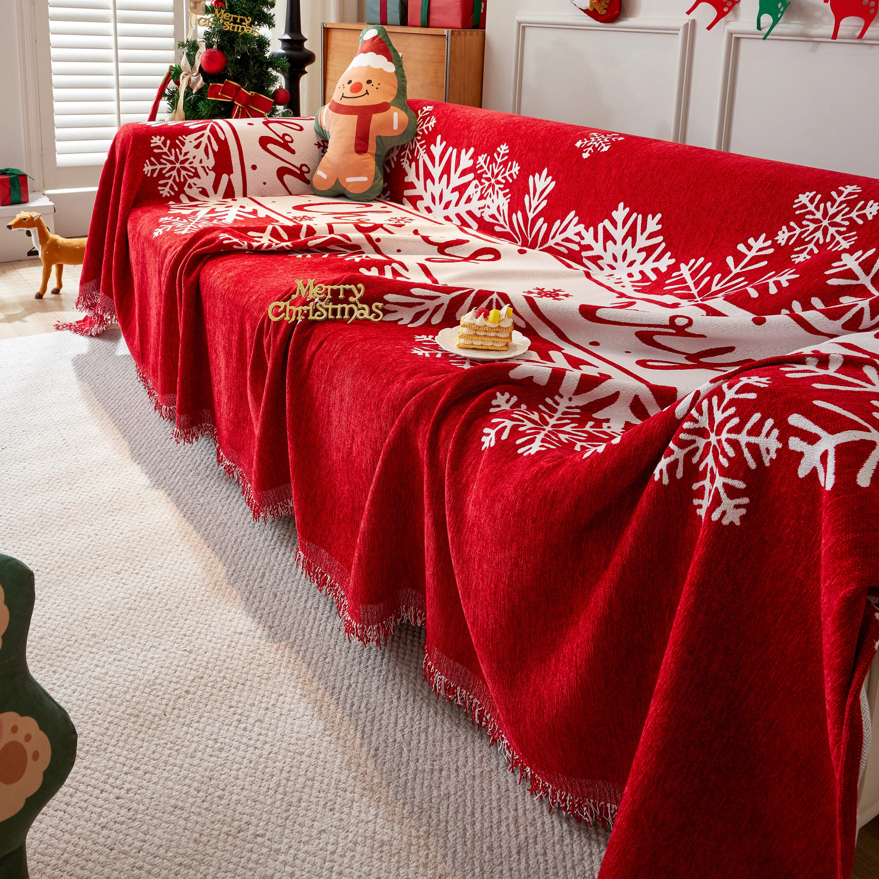 Merry Christmas Cozy Chenille Couch Cover Blanket, Non Slip Sofa Cover, Furniture Covers for Pets - Image 99