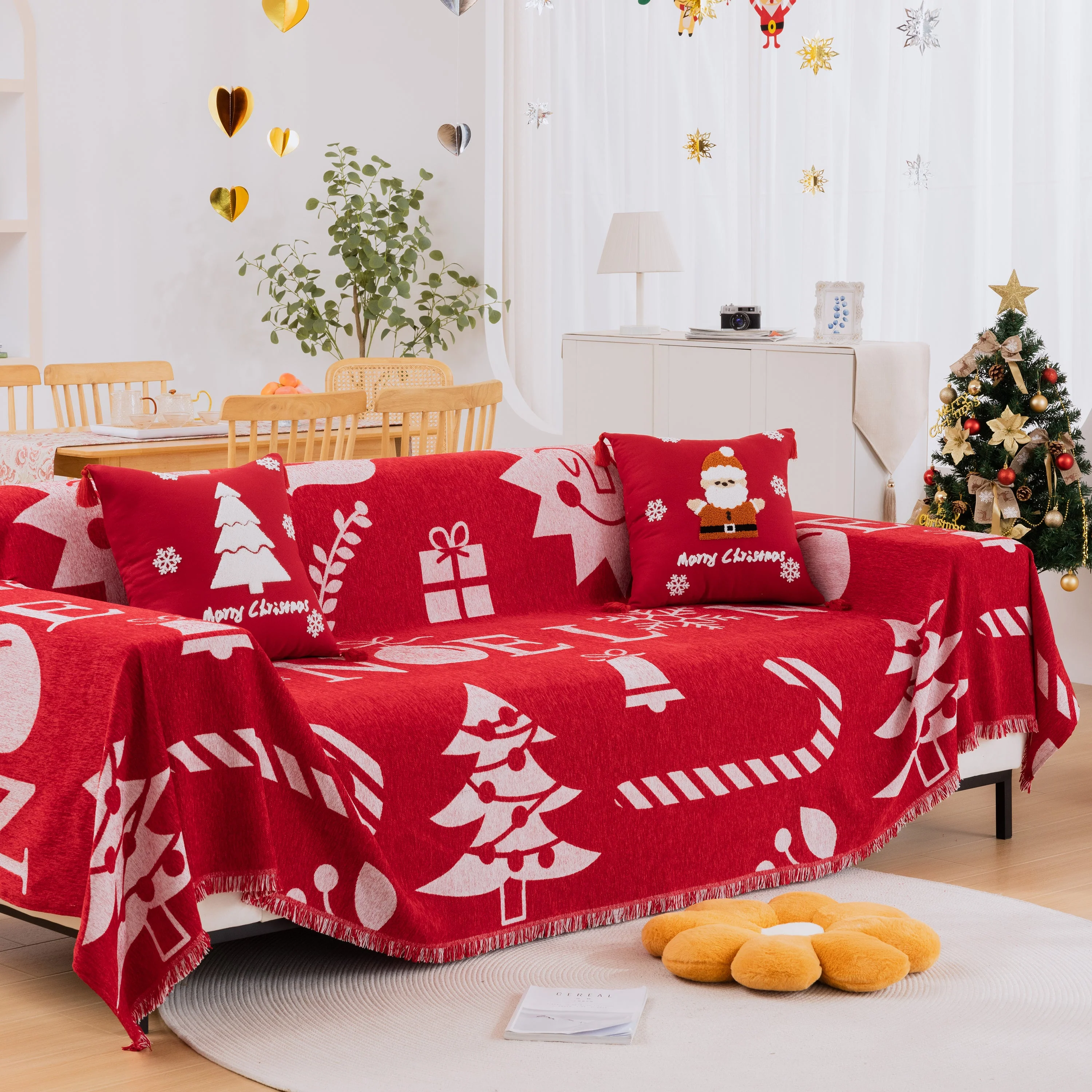 Merry Christmas Soft Sofa Cover, Chenille Sofa Cover Throw , Couch Cover Blanket Throws for Couches - Image 11