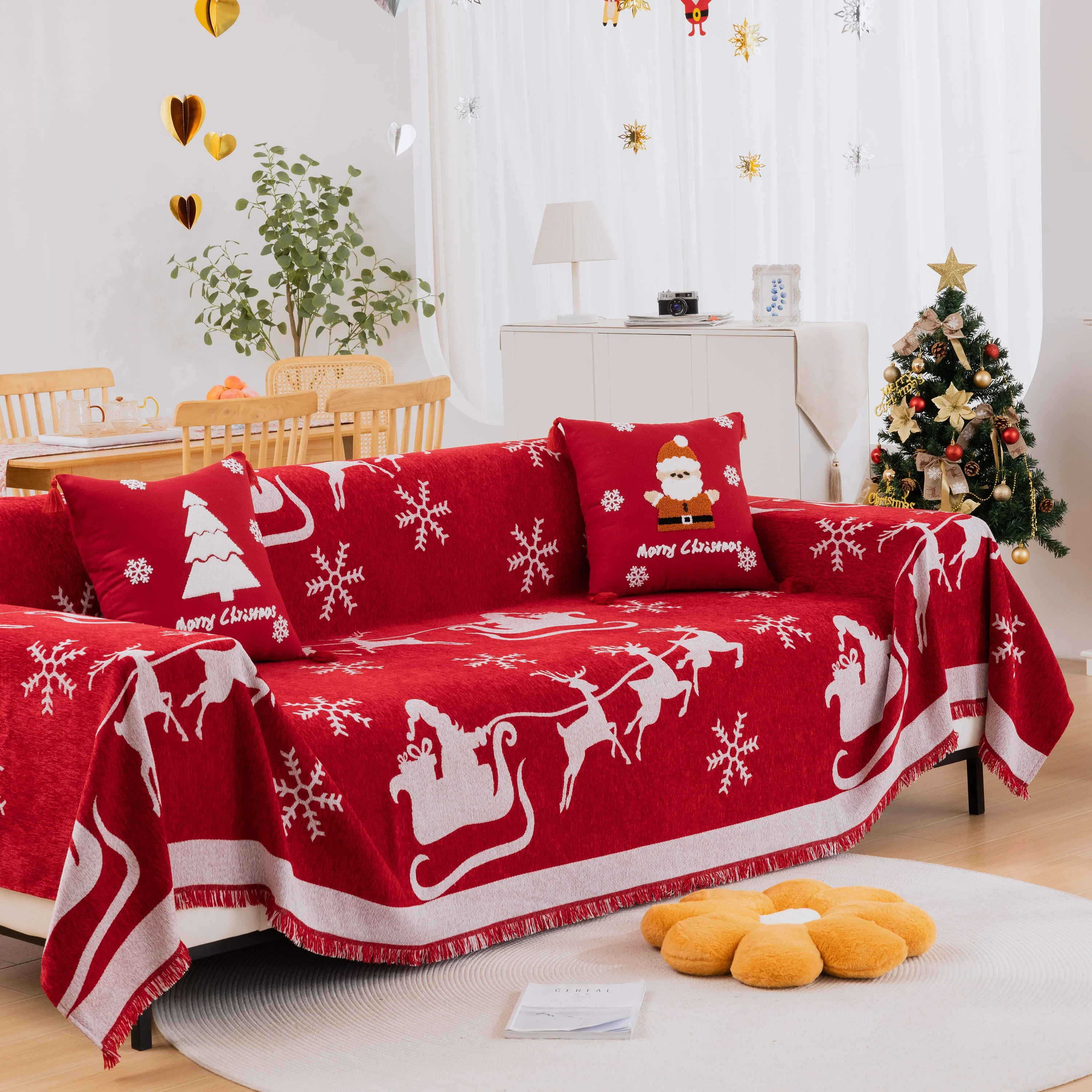 Merry Christmas Soft Sofa Cover, Chenille Sofa Cover Throw , Couch Cover Blanket Throws for Couches - Image 12