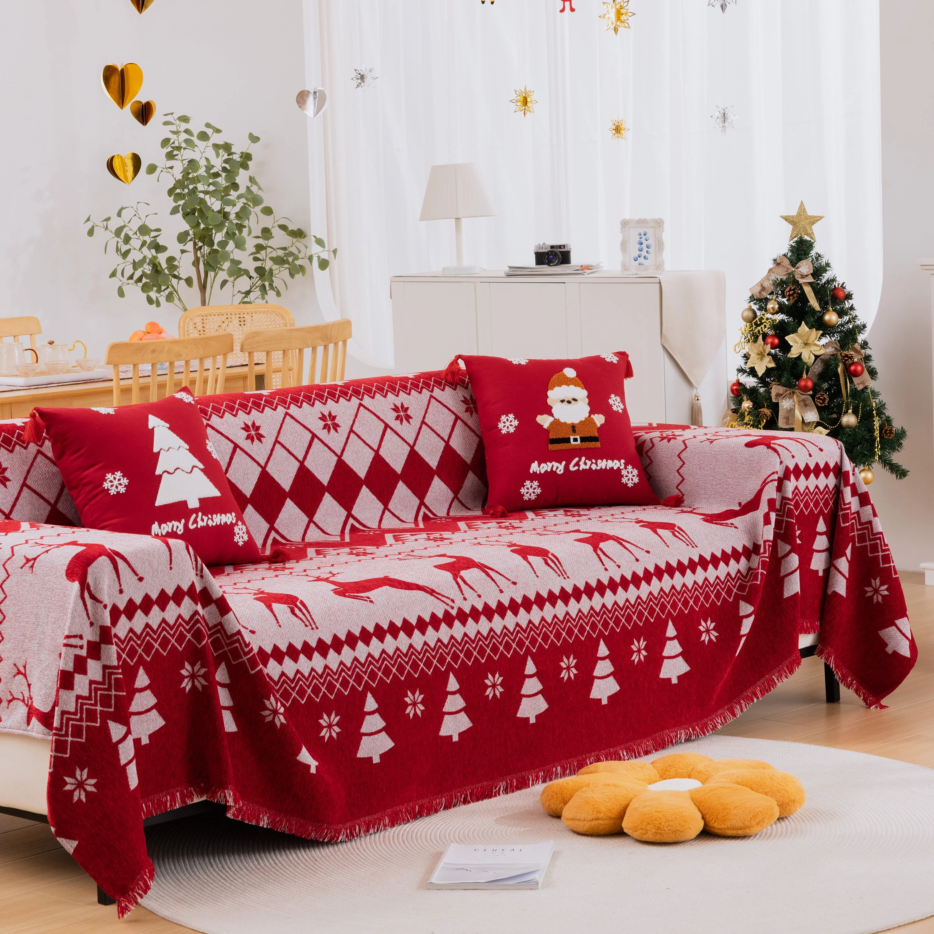 Merry Christmas Soft Sofa Cover, Chenille Sofa Cover Throw , Couch Cover Blanket Throws for Couches - Image 13