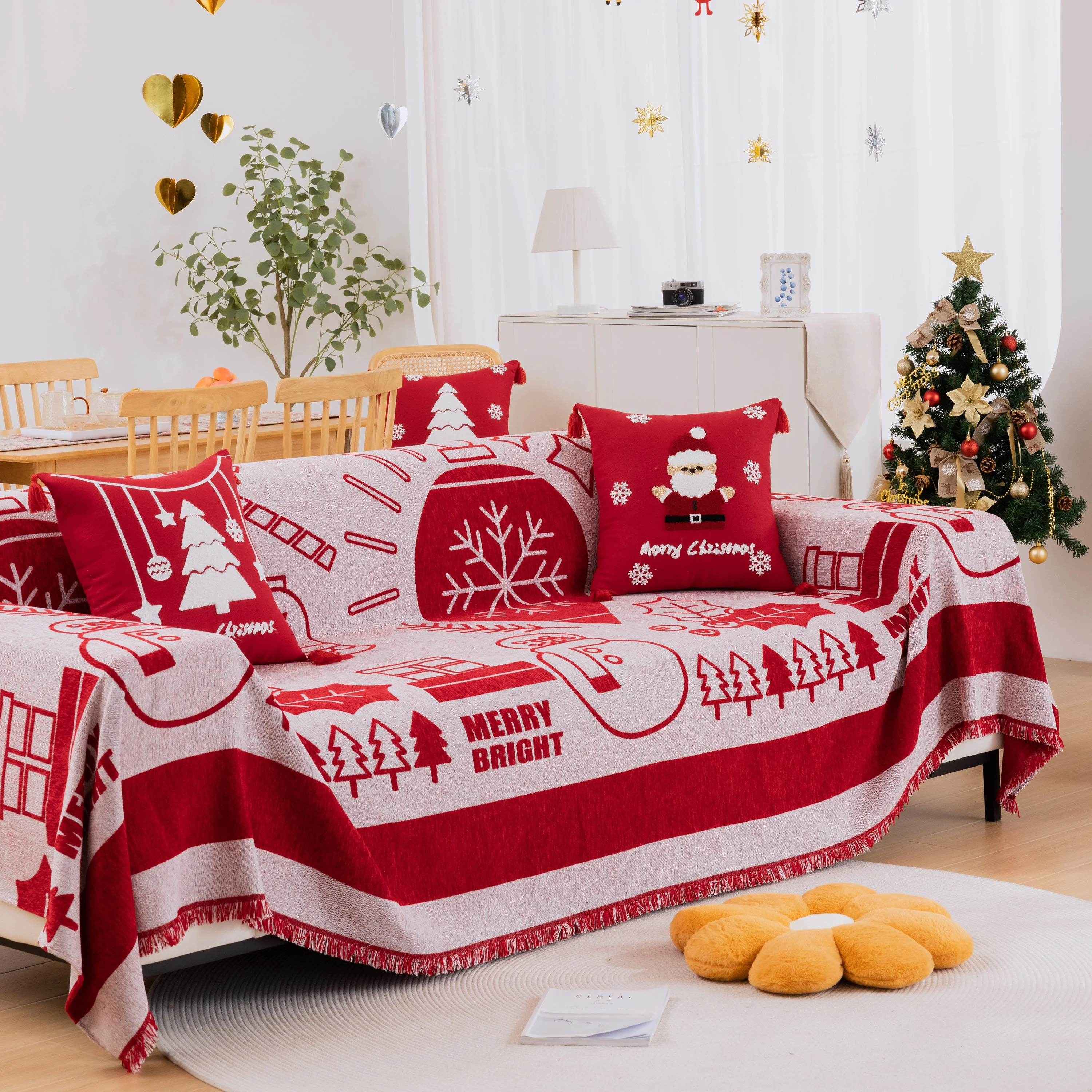 Merry Christmas Soft Sofa Cover, Chenille Sofa Cover Throw , Couch Cover Blanket Throws for Couches - Image 14