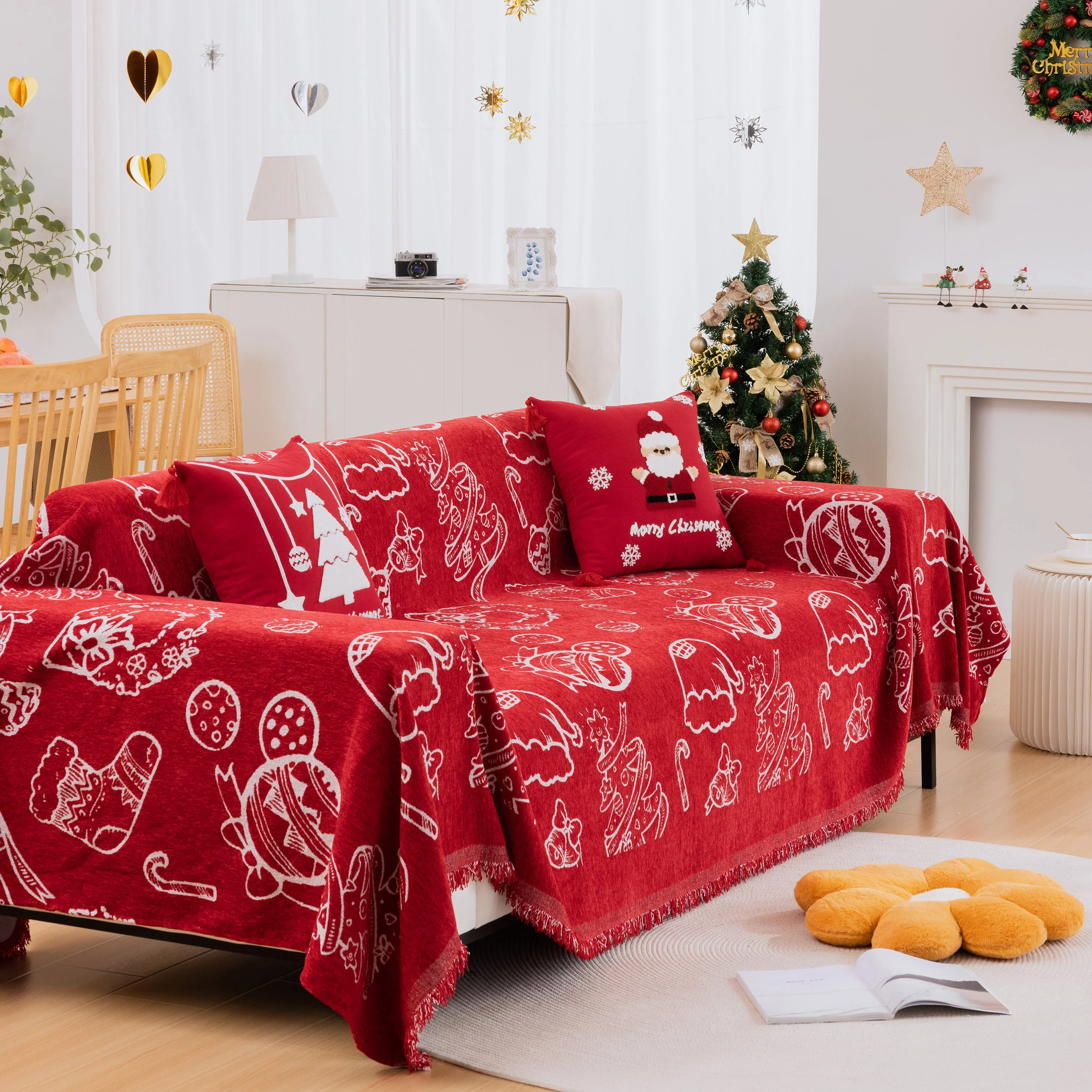 Merry Christmas Soft Sofa Cover, Chenille Sofa Cover Throw , Couch Cover Blanket Throws for Couches - Image 16