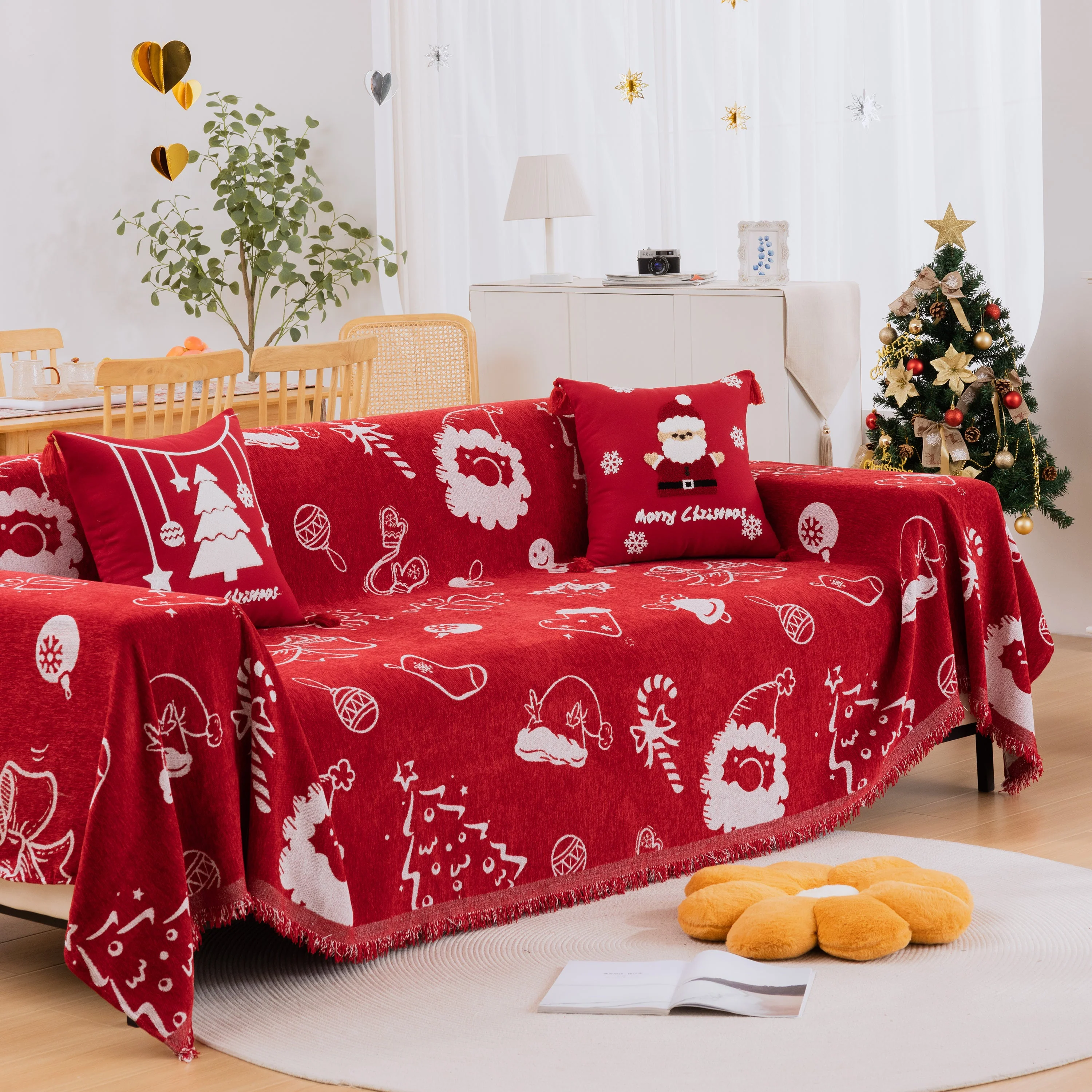 Merry Christmas Soft Sofa Cover, Chenille Sofa Cover Throw , Couch Cover Blanket Throws for Couches - Image 2