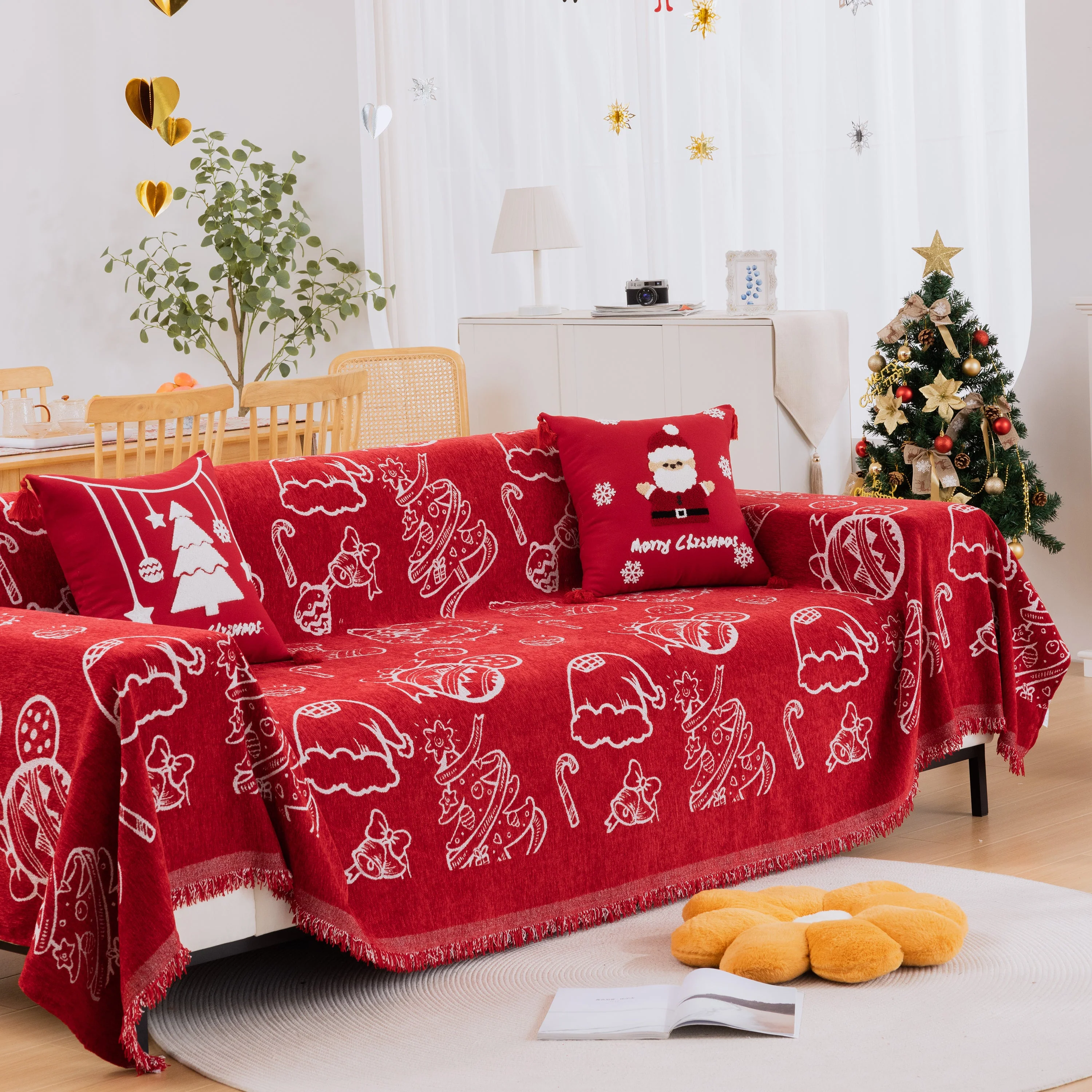 Merry Christmas Soft Sofa Cover, Chenille Sofa Cover Throw , Couch Cover Blanket Throws for Couches - Image 4