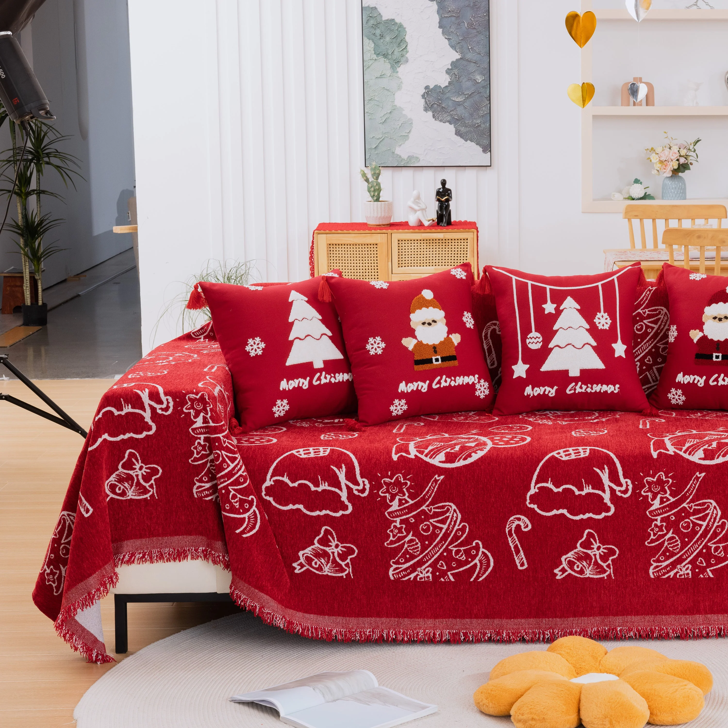 Merry Christmas Soft Sofa Cover, Chenille Sofa Cover Throw , Couch Cover Blanket Throws for Couches - Image 5