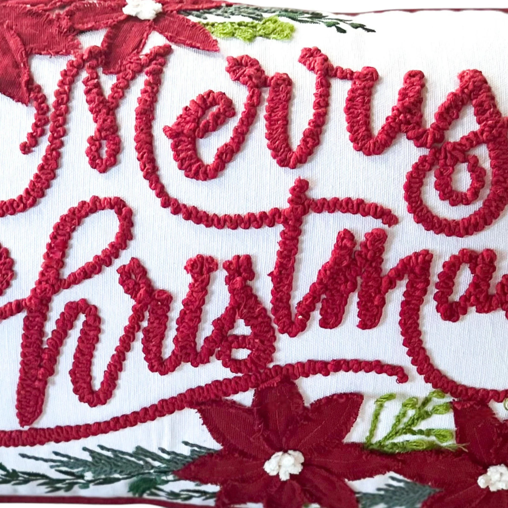 Merry Christmas Vintage Poinsettia Throw Pillow - Image 7