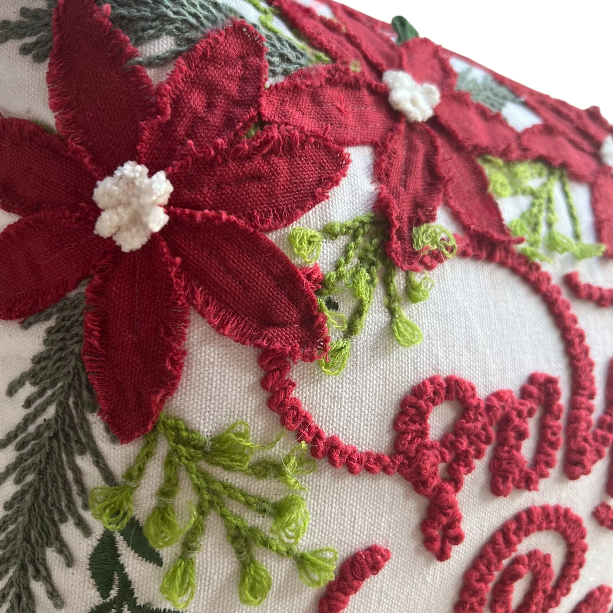 Merry Christmas Vintage Poinsettia Throw Pillow - Image 8