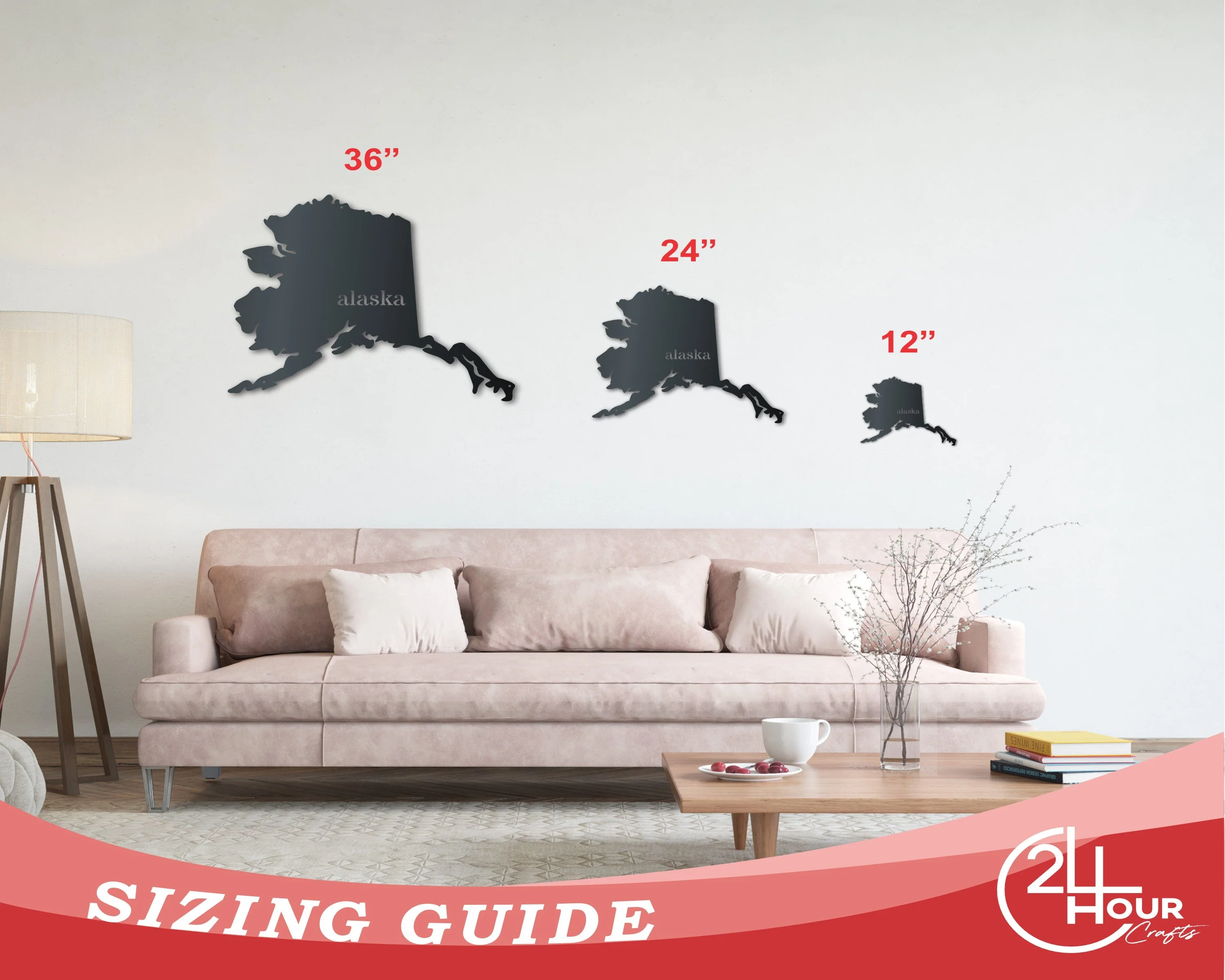 Metal Alaska Wall Art | Custom Metal US State Sign | Indoor Outdoor | Up to 46" | Over 20 Color Options - Image 3