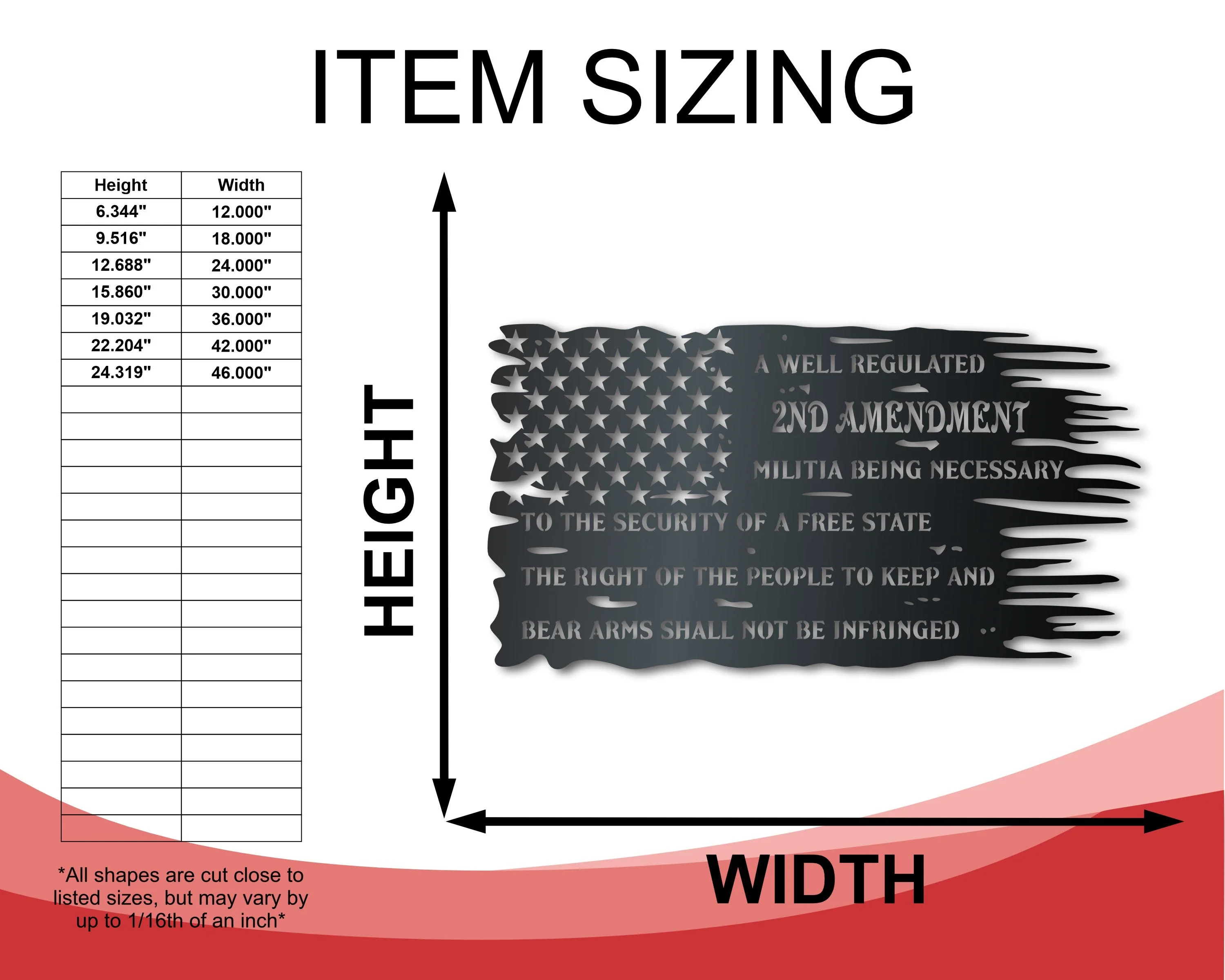 Metal American Flag Amendment Wall Art - Patriotic Metal Sign - 14 Color Options - Image 2