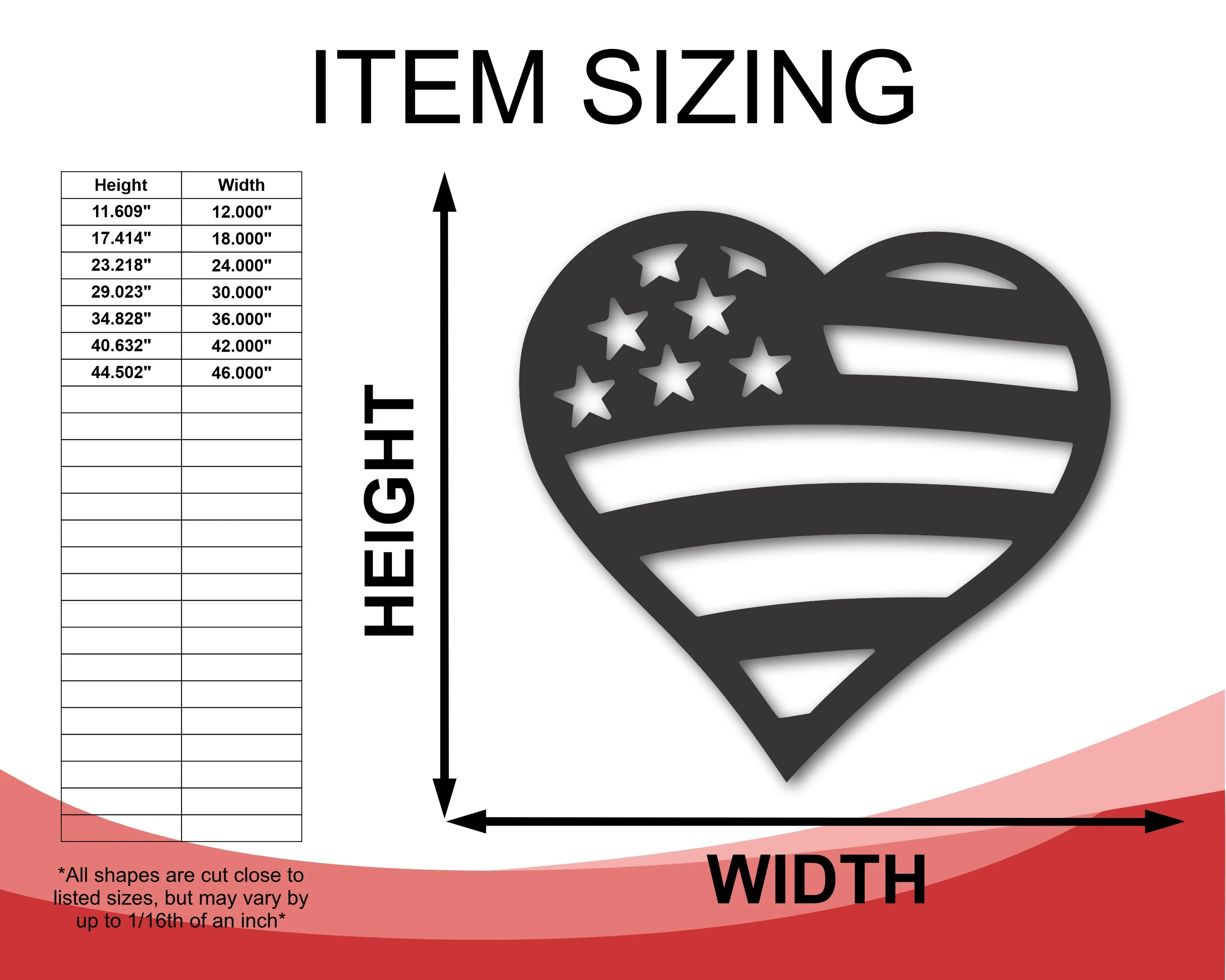 Metal American Flag Heart | Metal USA Sign | Indoor Outdoor | Up to 46" | Over 20 Color Options - Image 2
