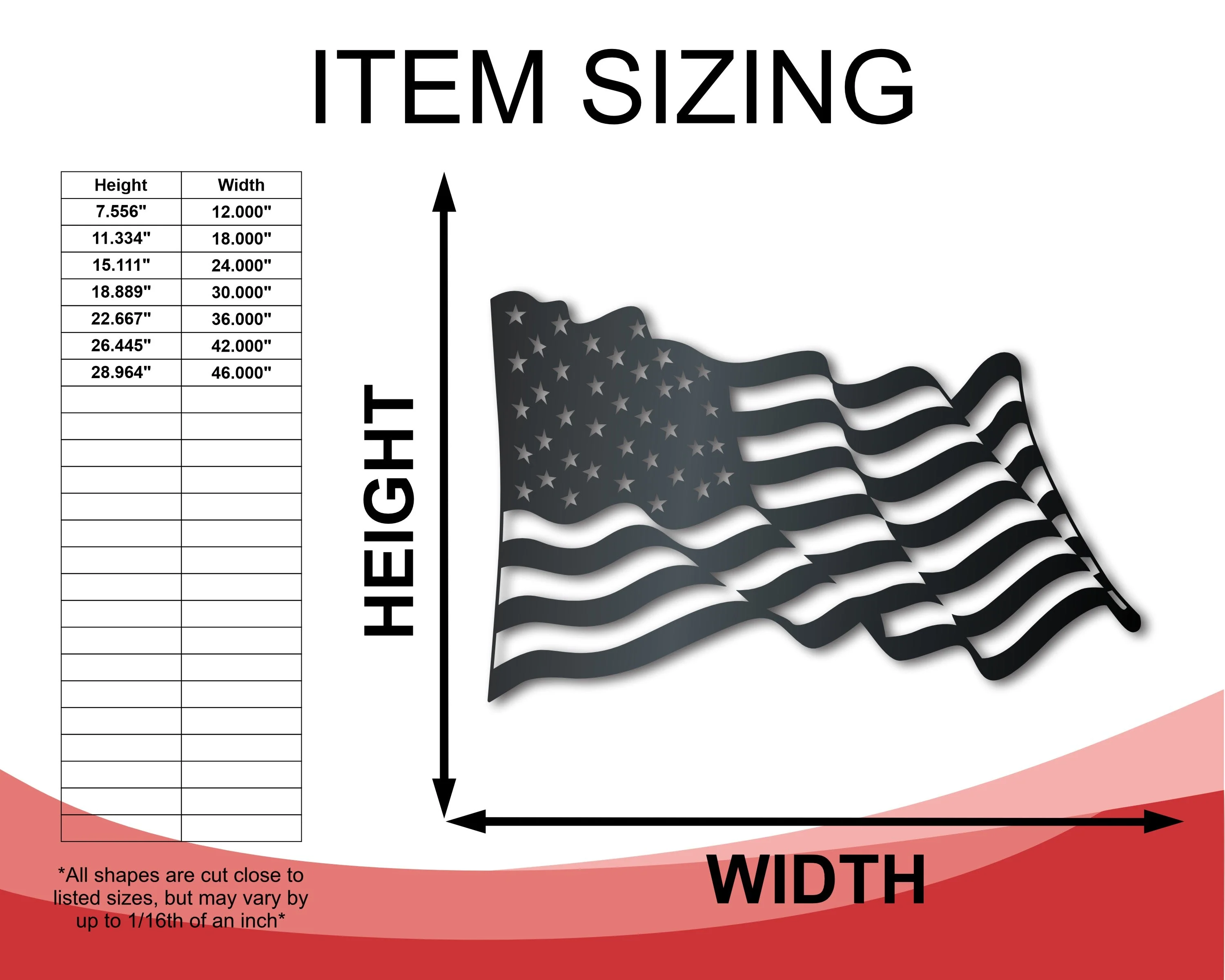 Metal American Flag Wall Art | Metal USA Sign | Indoor Outdoor | Up to 46" | Over 20 Color Options - Image 2