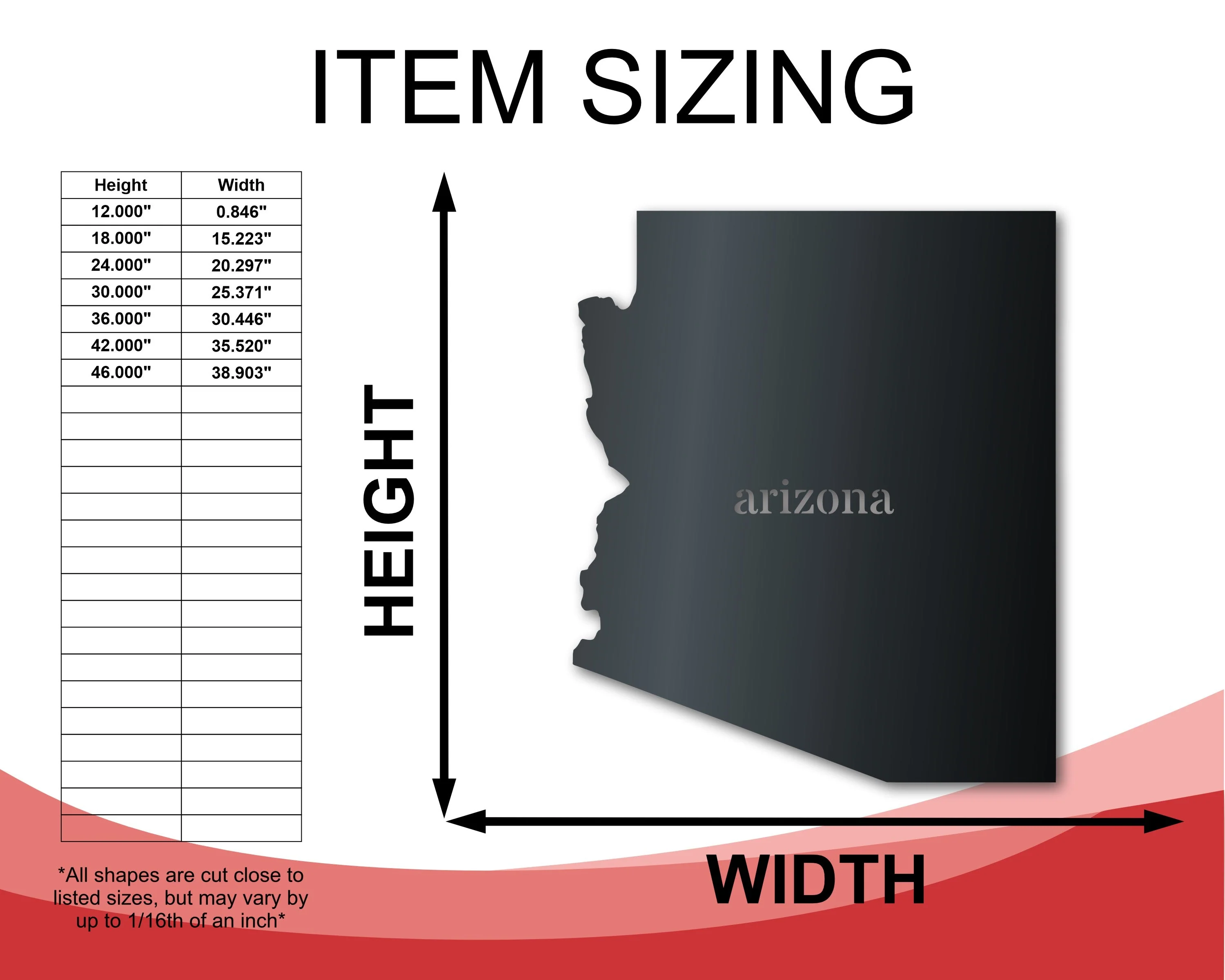 Metal Arizona Wall Art | Custom Metal US State Sign | Indoor Outdoor | Up to 46" | Over 20 Color Options - Image 2