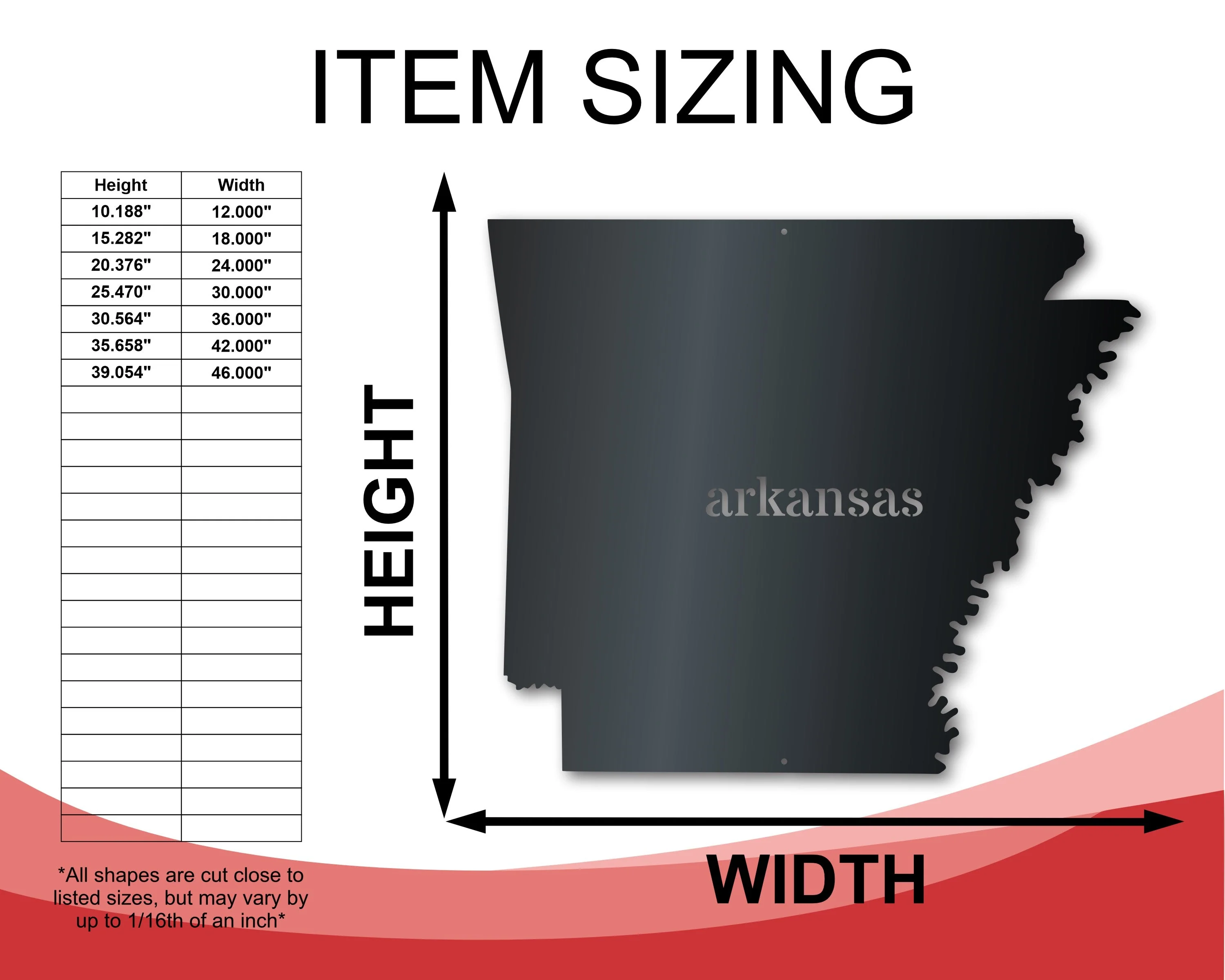 Metal Arkansas Wall Art - Custom Metal US State Sign - 14 Color Options - Image 2