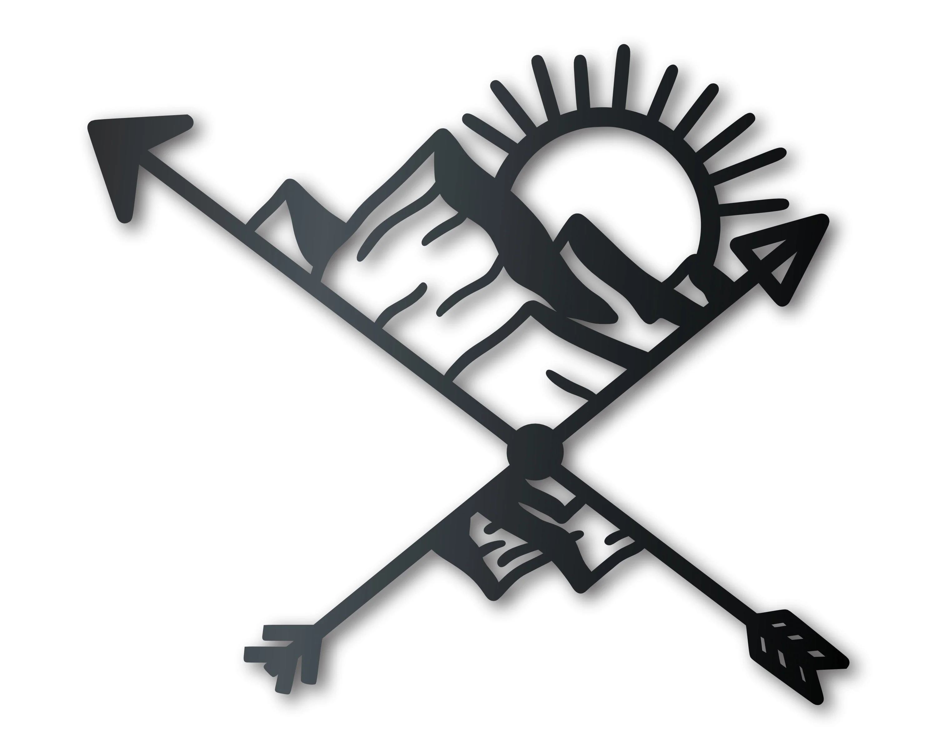Metal Arrow Mountains Wall Art | Indoor Outdoor | Up to 46" | Over 20 Color Options
