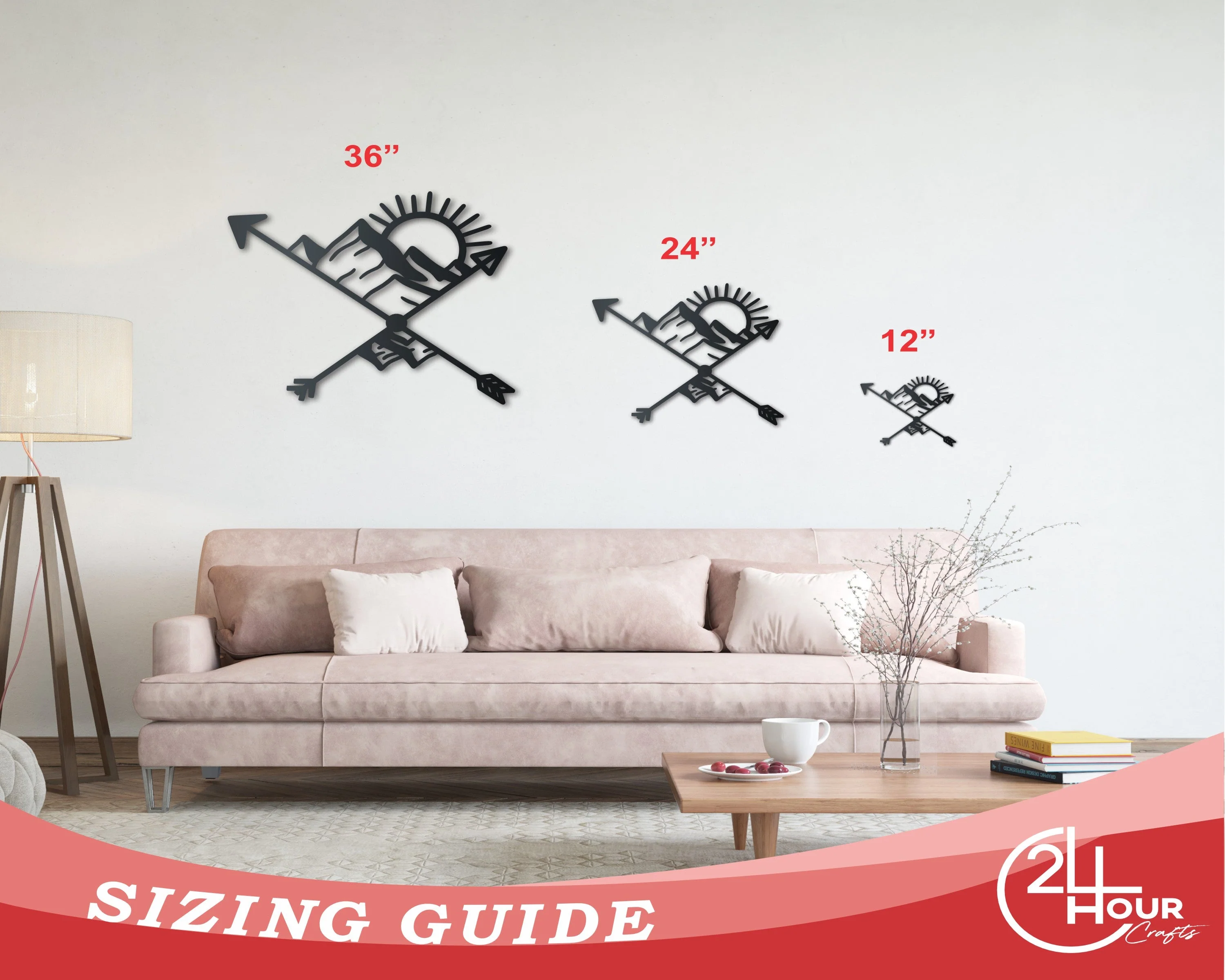 Metal Arrow Mountains Wall Art | Indoor Outdoor | Up to 46" | Over 20 Color Options - Image 3