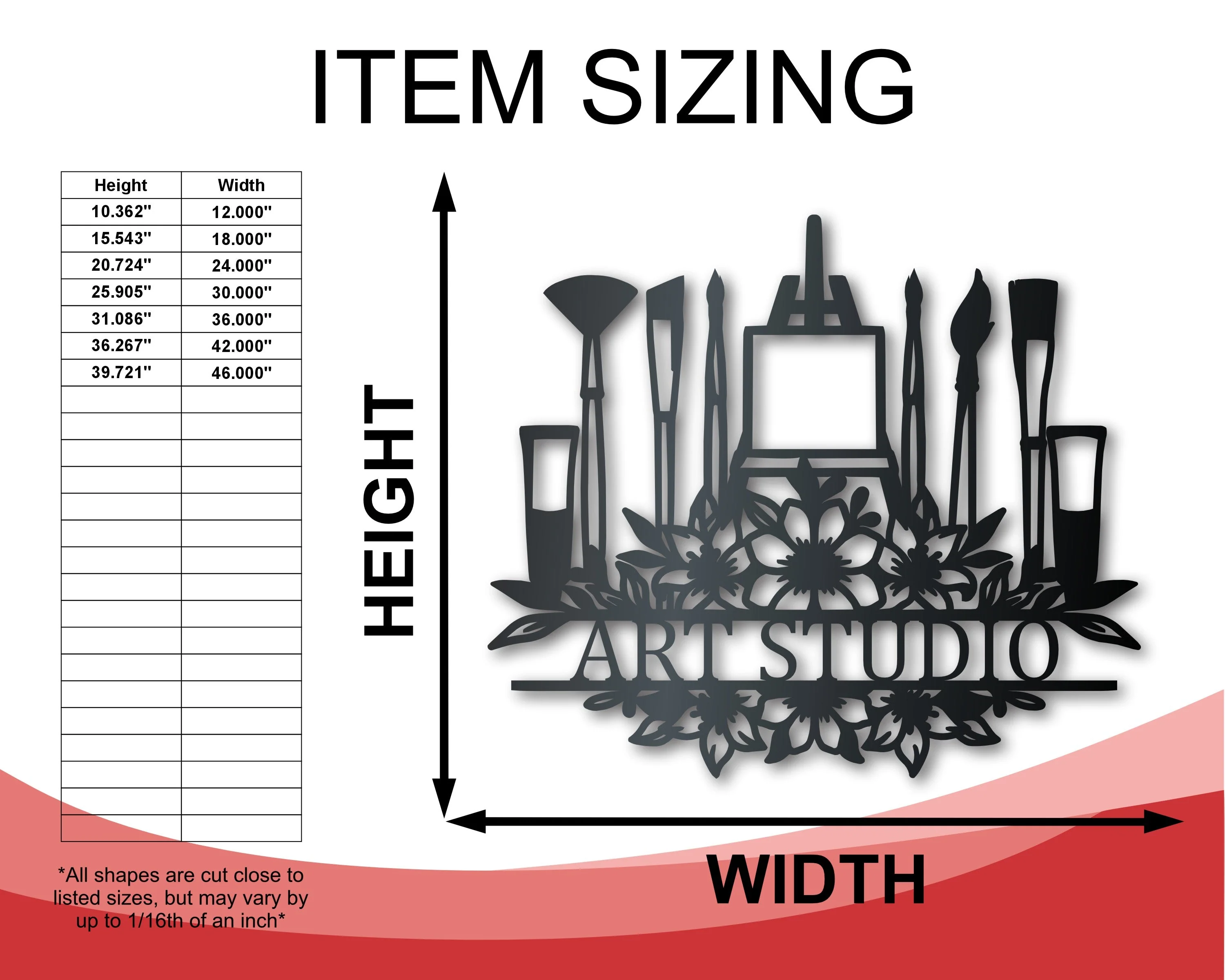 Metal Artist Easel Wall Art | Art Studio Metal Sign | Indoor Outdoor | Up to 46" | Over 20 Color Options - Image 2