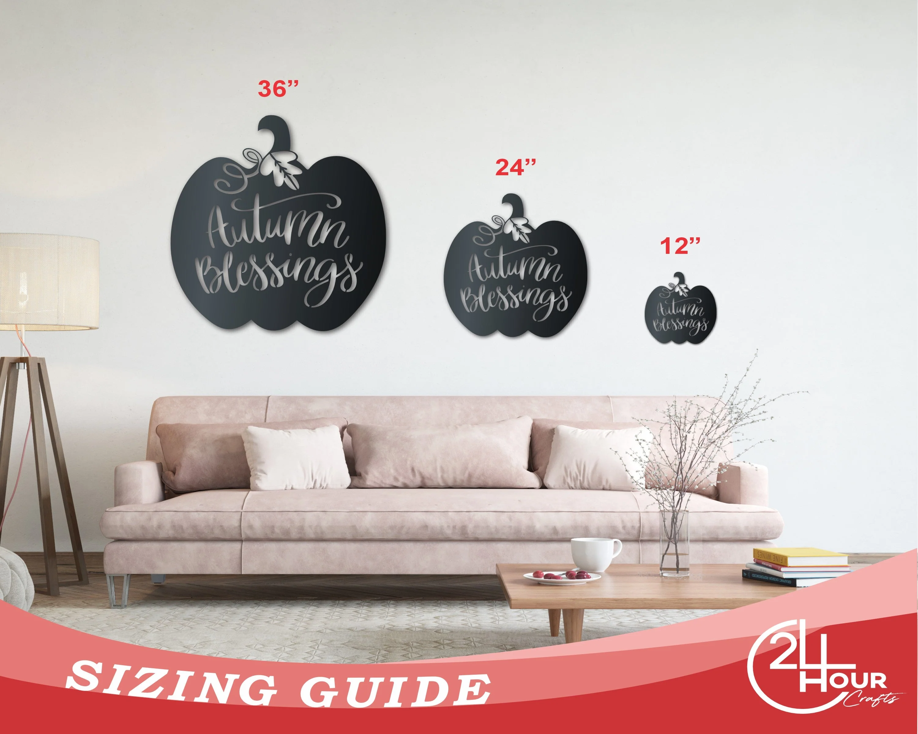 Metal Autumn Blessings Wall Art | Indoor Outdoor | Up to 36" | Over 20 Color Options - Image 3