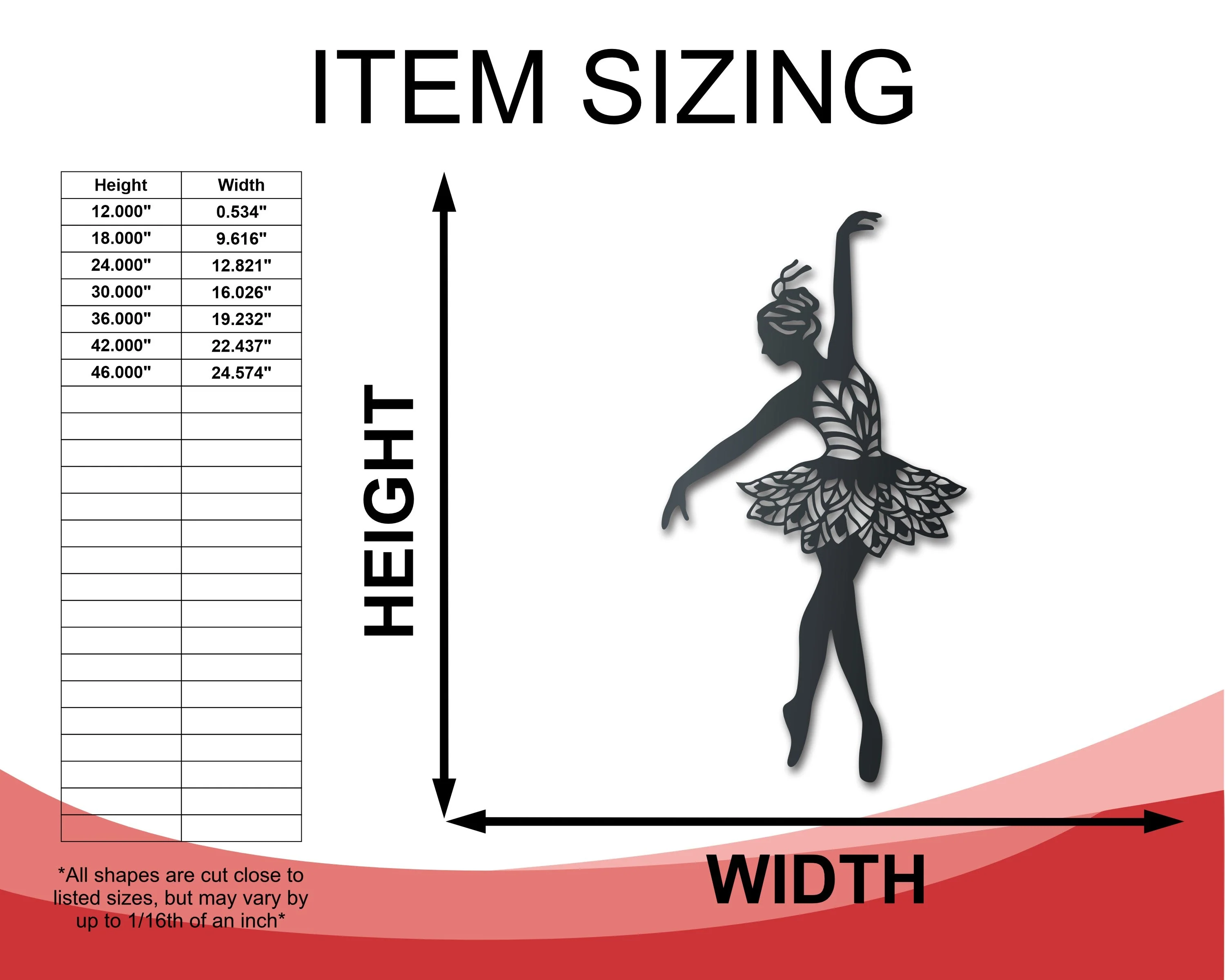 Metal Ballerina Dancer Wall Art | Indoor Outdoor | Up to 46" | Over 20 Color Options - Image 2