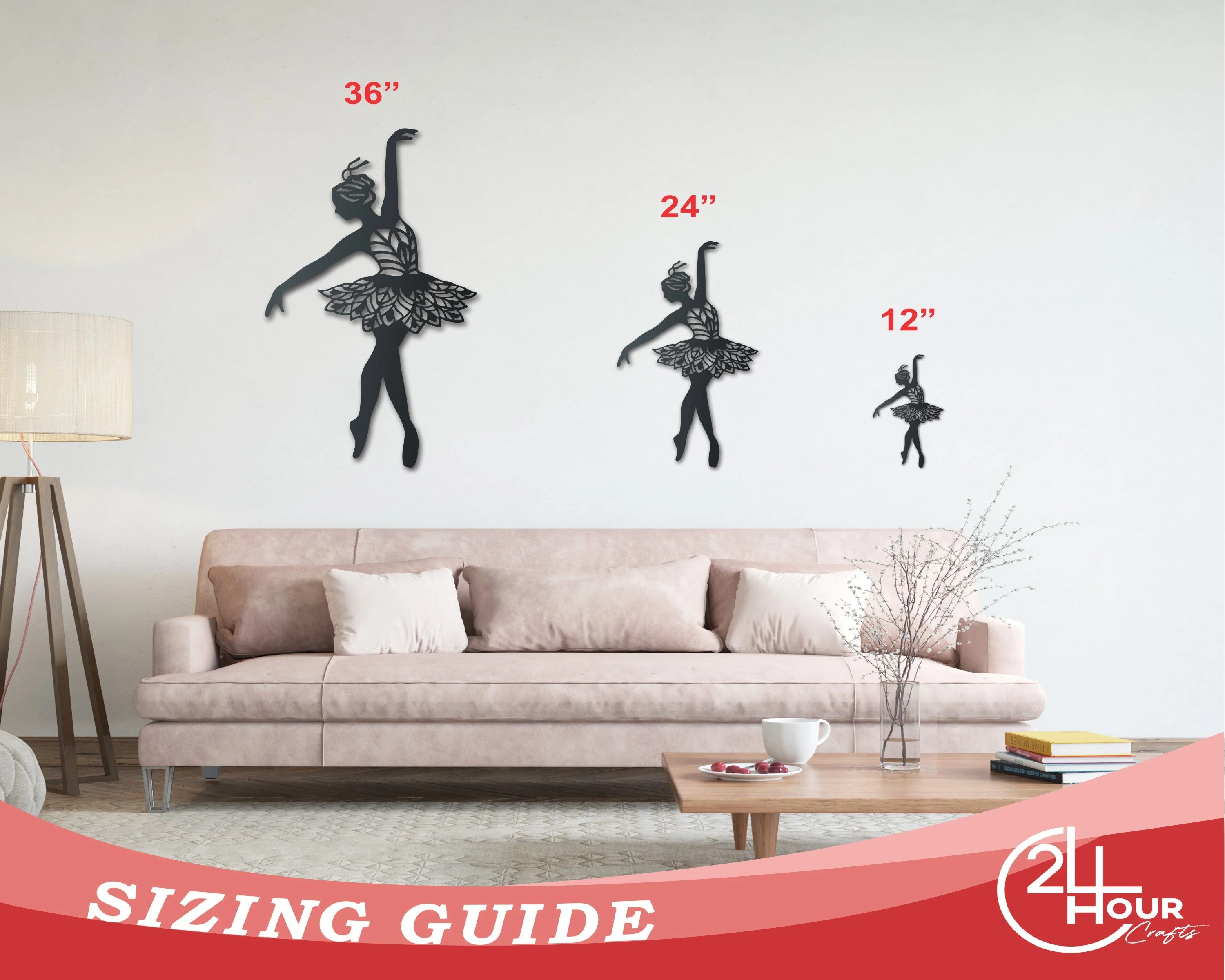 Metal Ballerina Dancer Wall Art | Indoor Outdoor | Up to 46" | Over 20 Color Options - Image 3