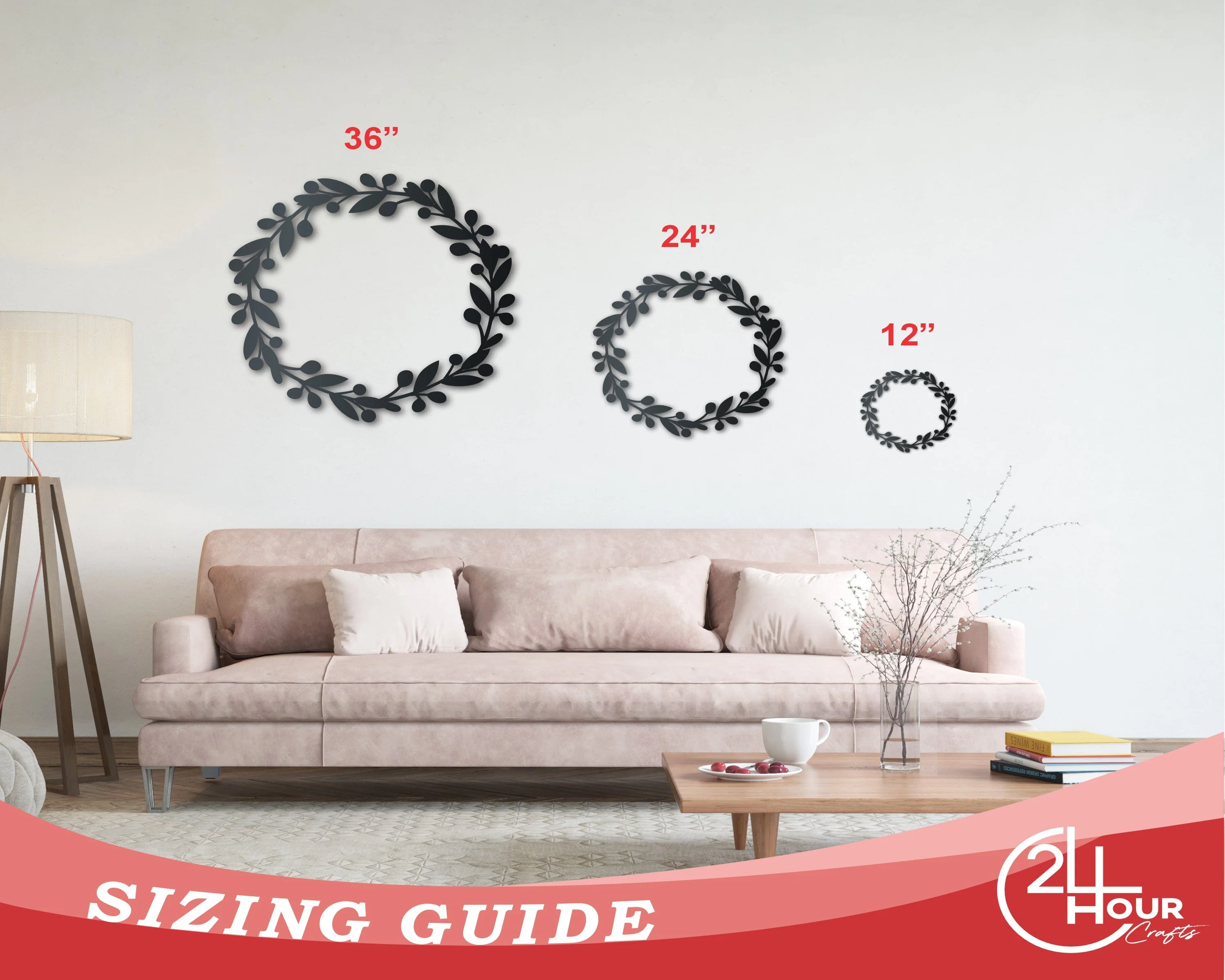 Metal Berry Wreath Wall Art | Holiday | Indoor Outdoor | Up to 36" | Over 20 Color Options - Image 3