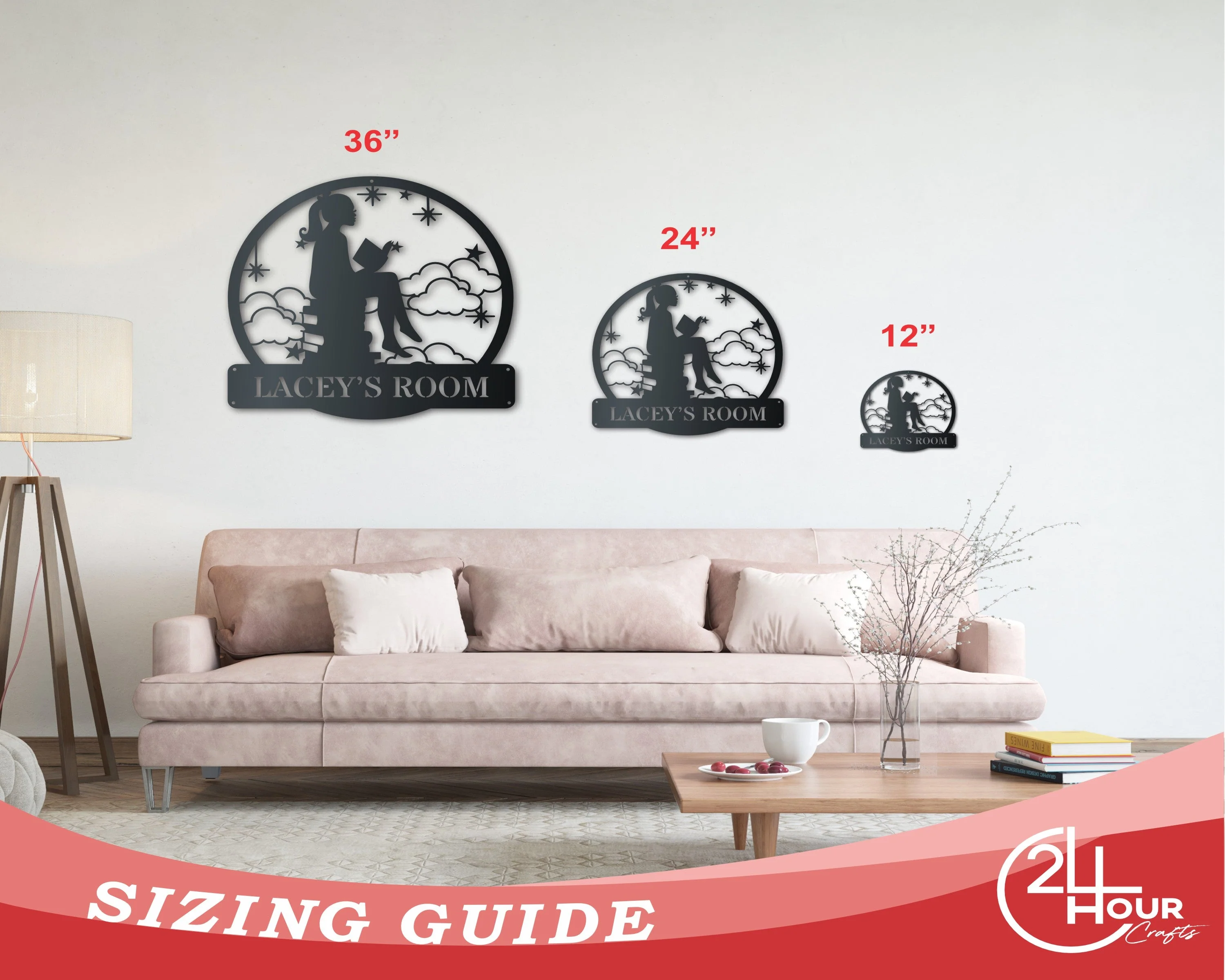 Metal Bookworm Girl Wall Art - Custom Metal Sign - Girls Room Sign - 14 Color Options - Image 3