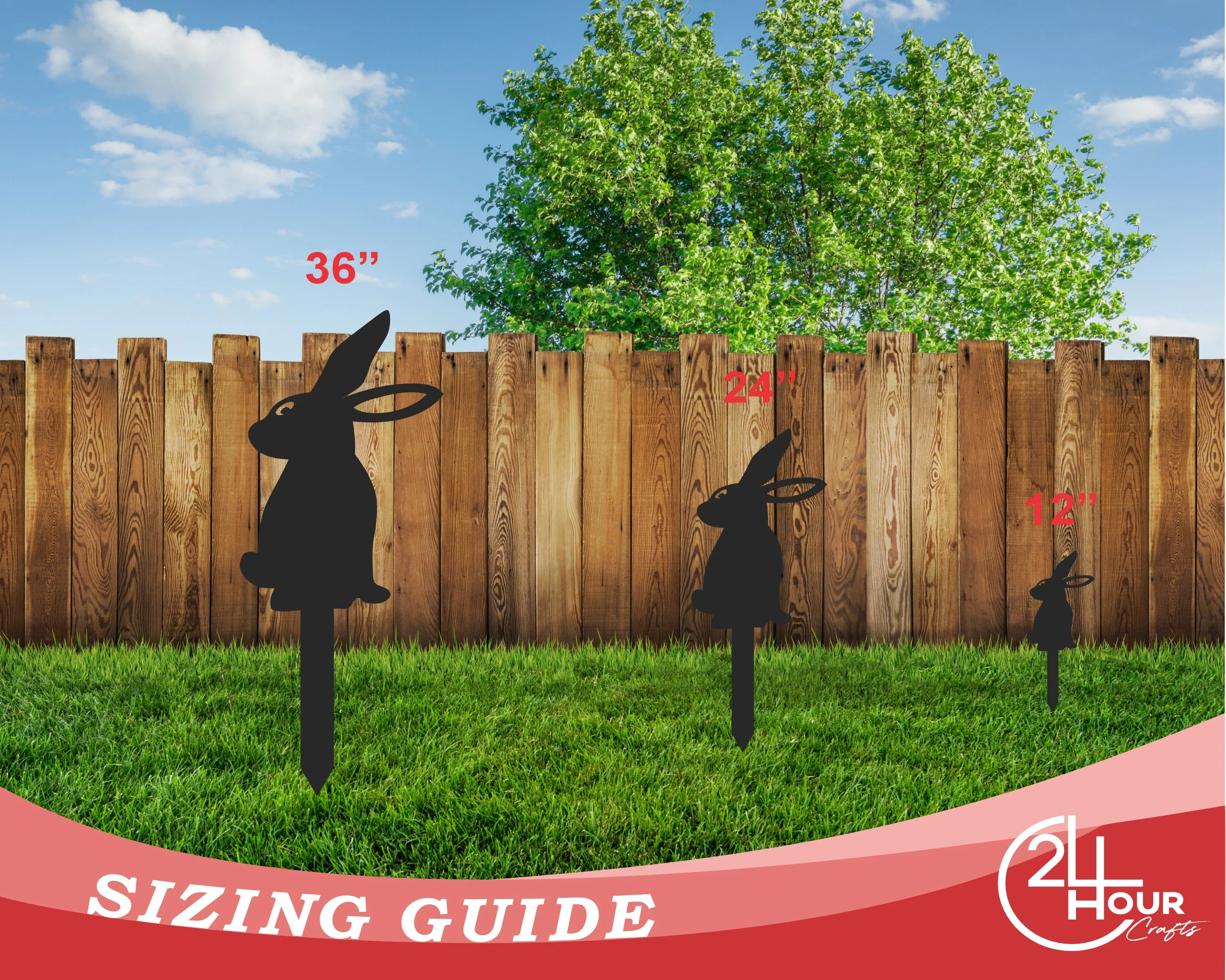 Metal Bunny Garden Stakes | Up to 24" | Over 20 Color Options - Image 2