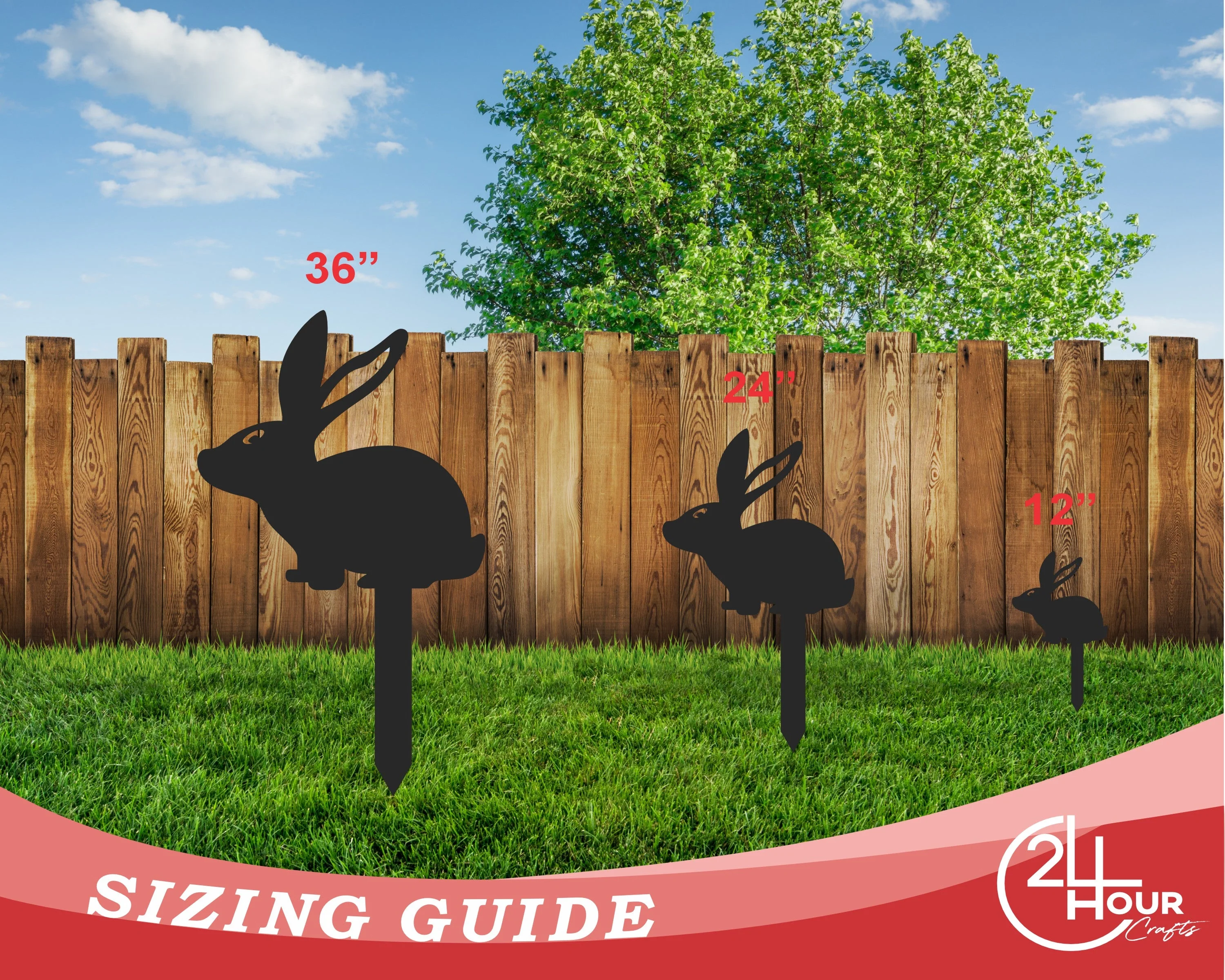 Metal Bunny Garden Stakes | Up to 24" | Over 20 Color Options - Image 4